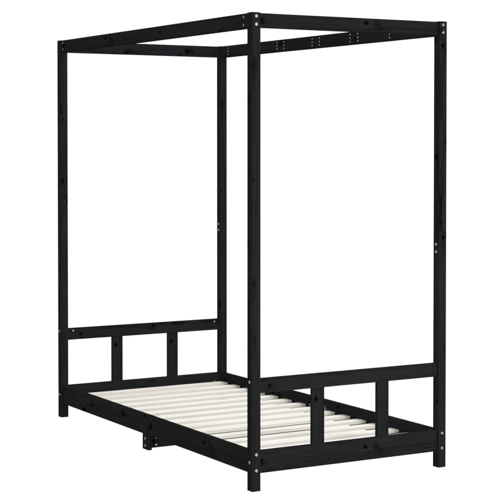 Kids Bed Frame Black 90x190 cm Solid Wood Pine Price