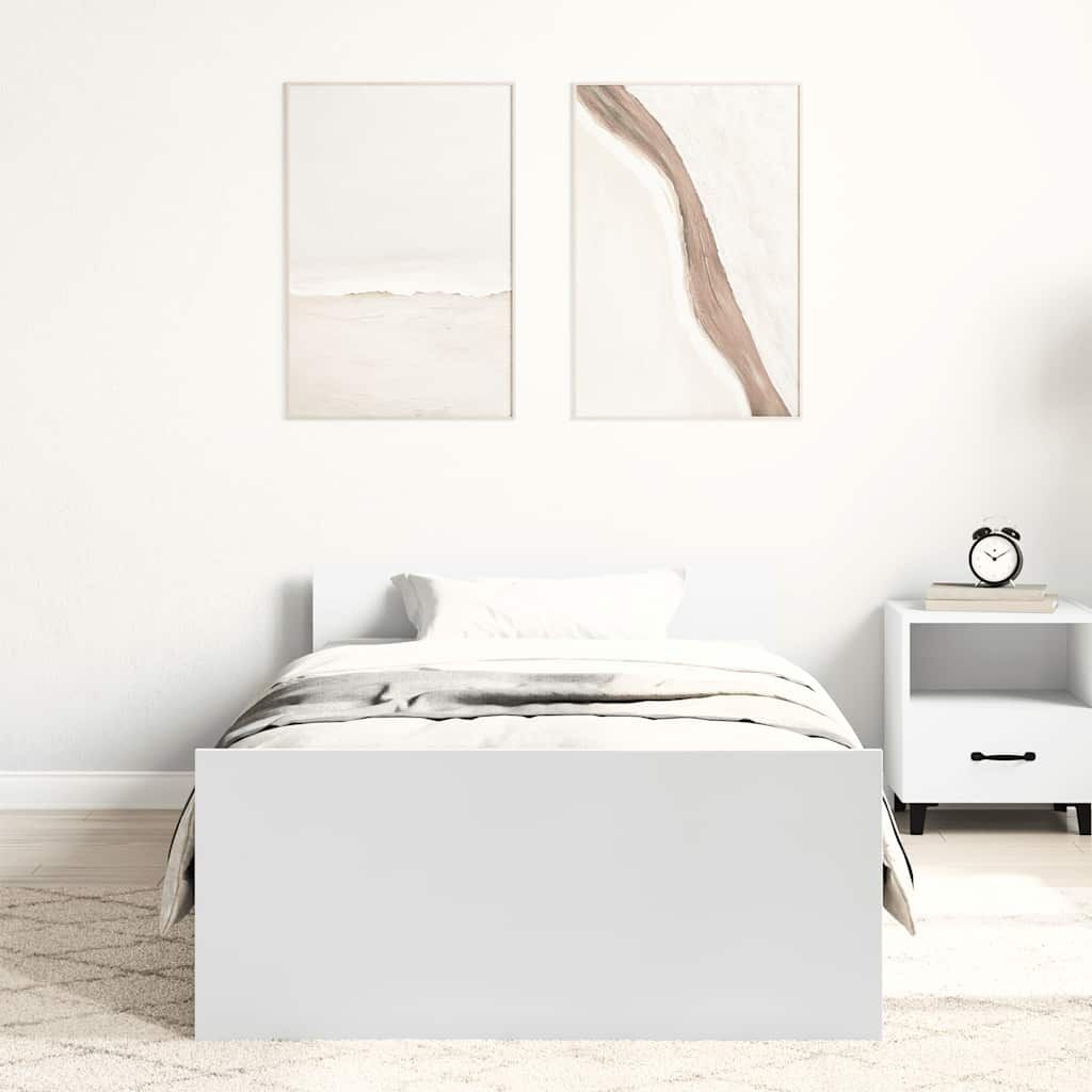 Bed Frame without Mattress White 90x190 cm Engineered Wood Price