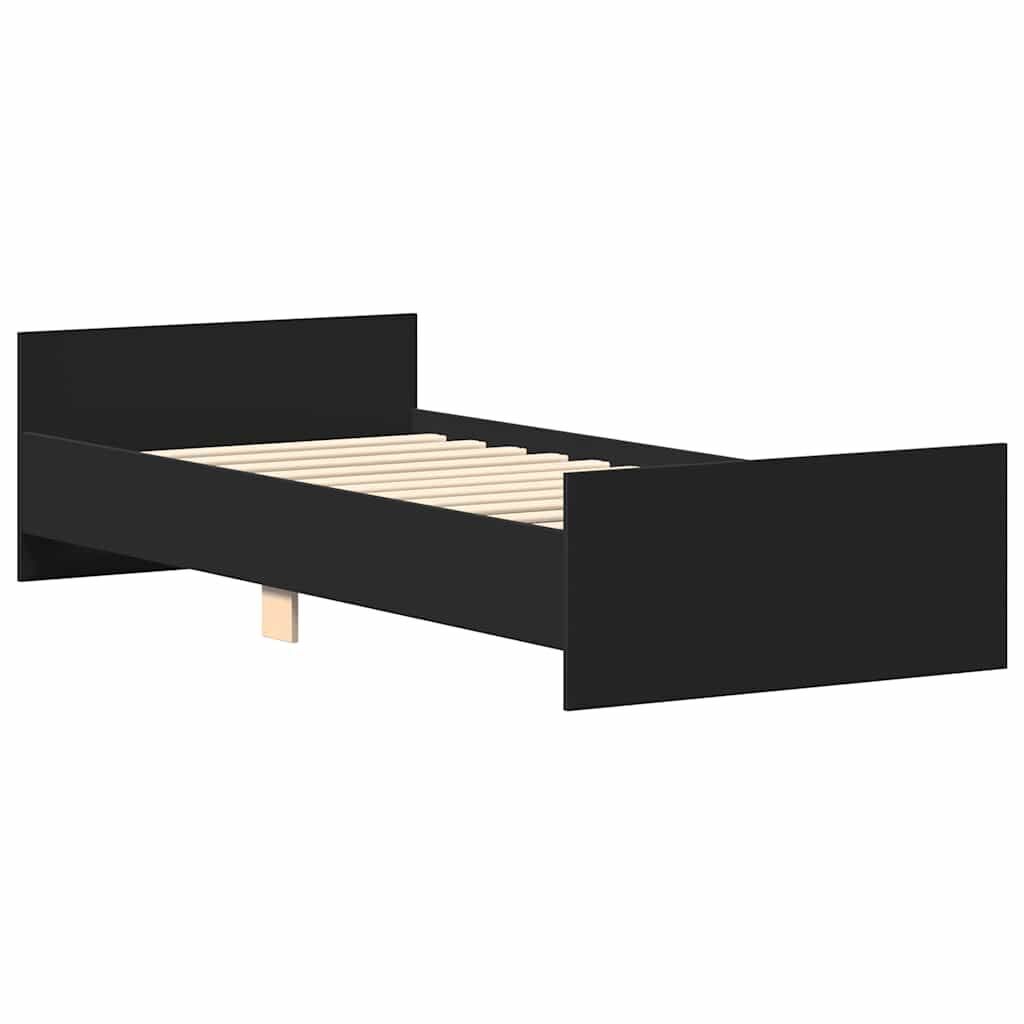Bed Frame without Mattress Black 90x190 cm Engineered Wood Price