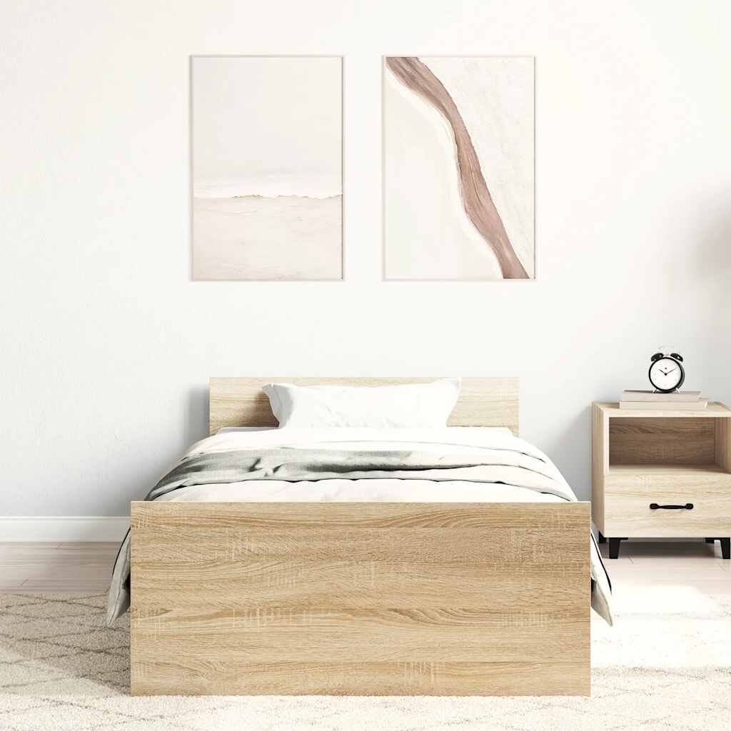 Bed Frame without Mattress Sonoma Oak 90x190 cm Engineered Wood Price