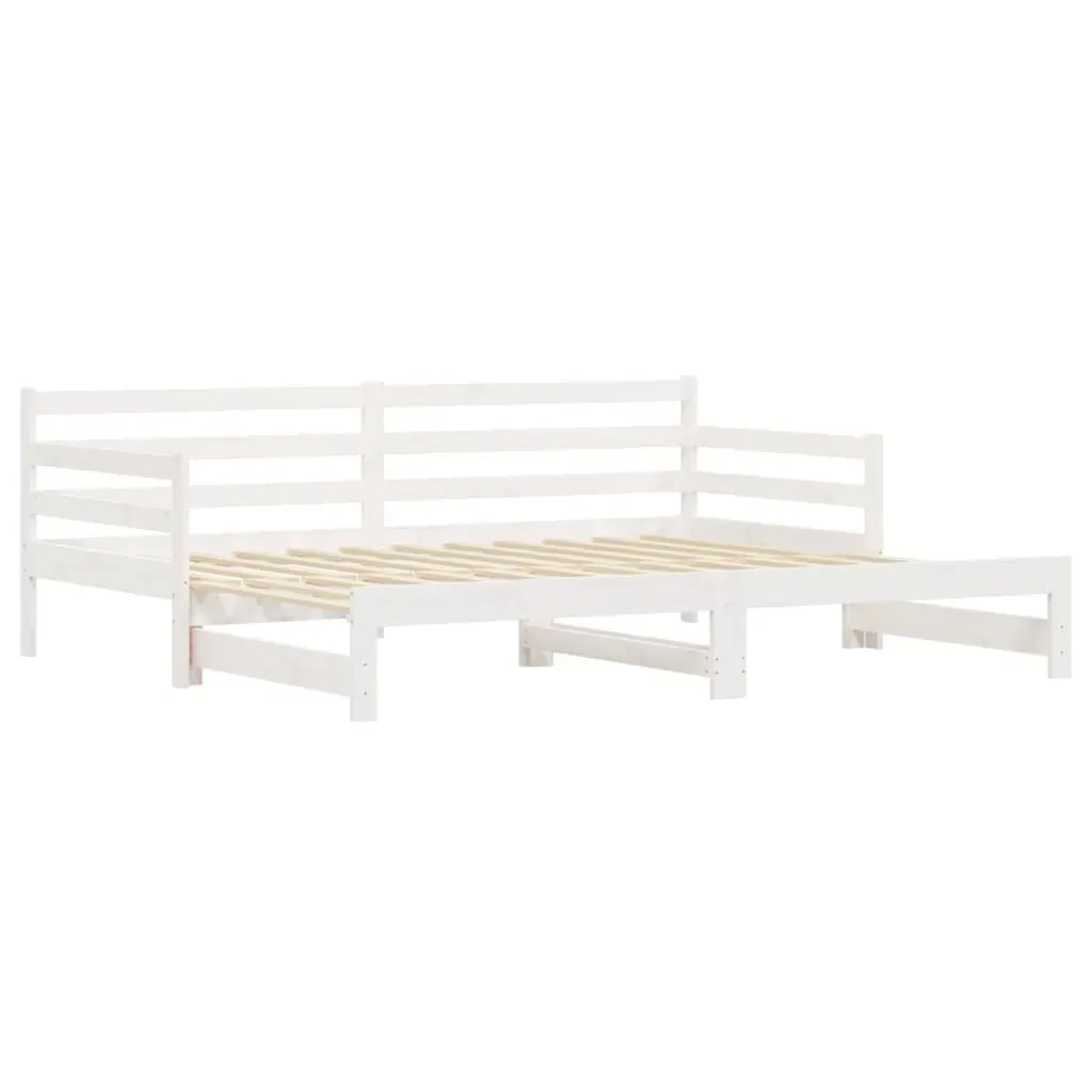 Daybed with Trundle without Mattress White 90x190 cm Solid Wood Price