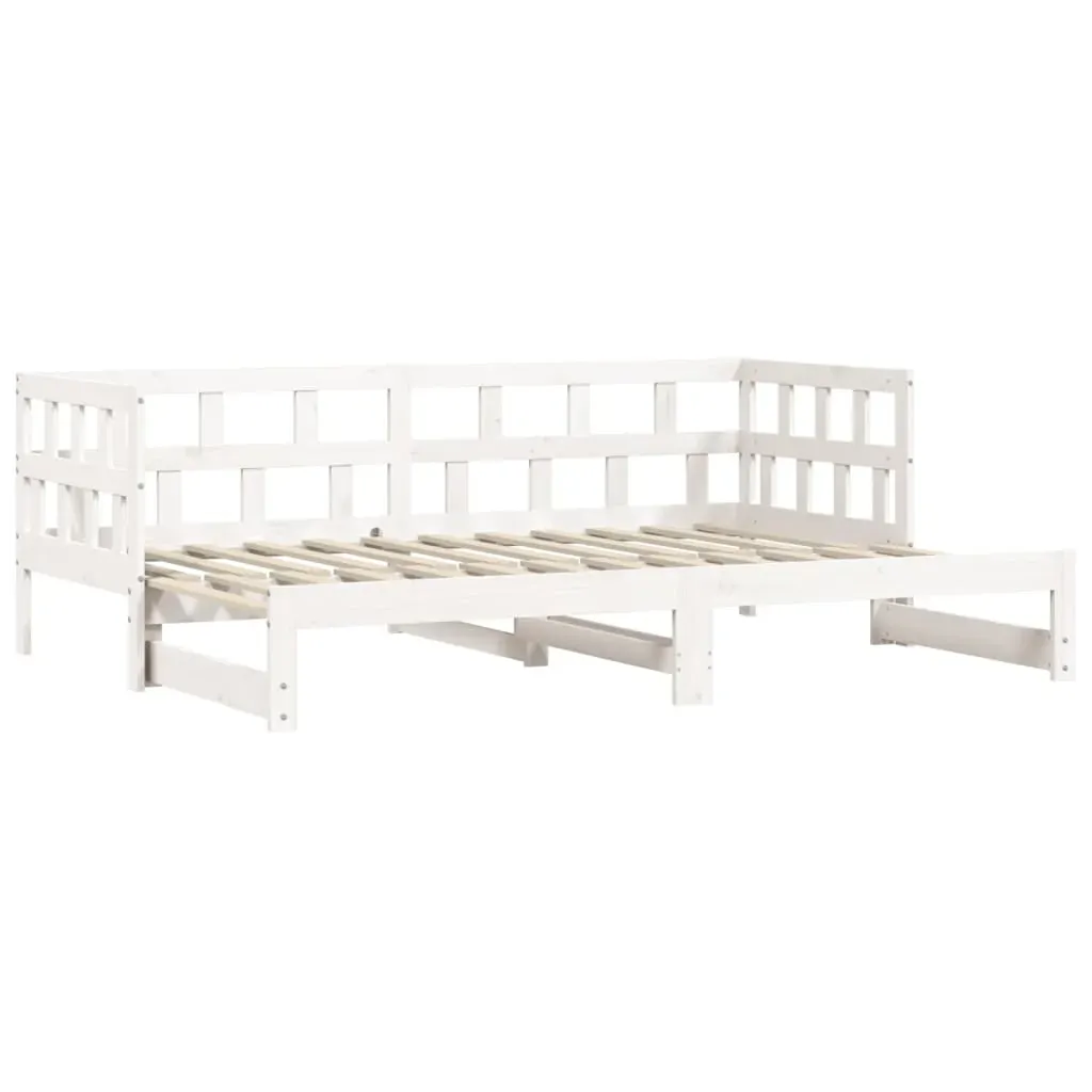 Daybed with Trundle without Mattress White 90x190 cm Solid Wood Price