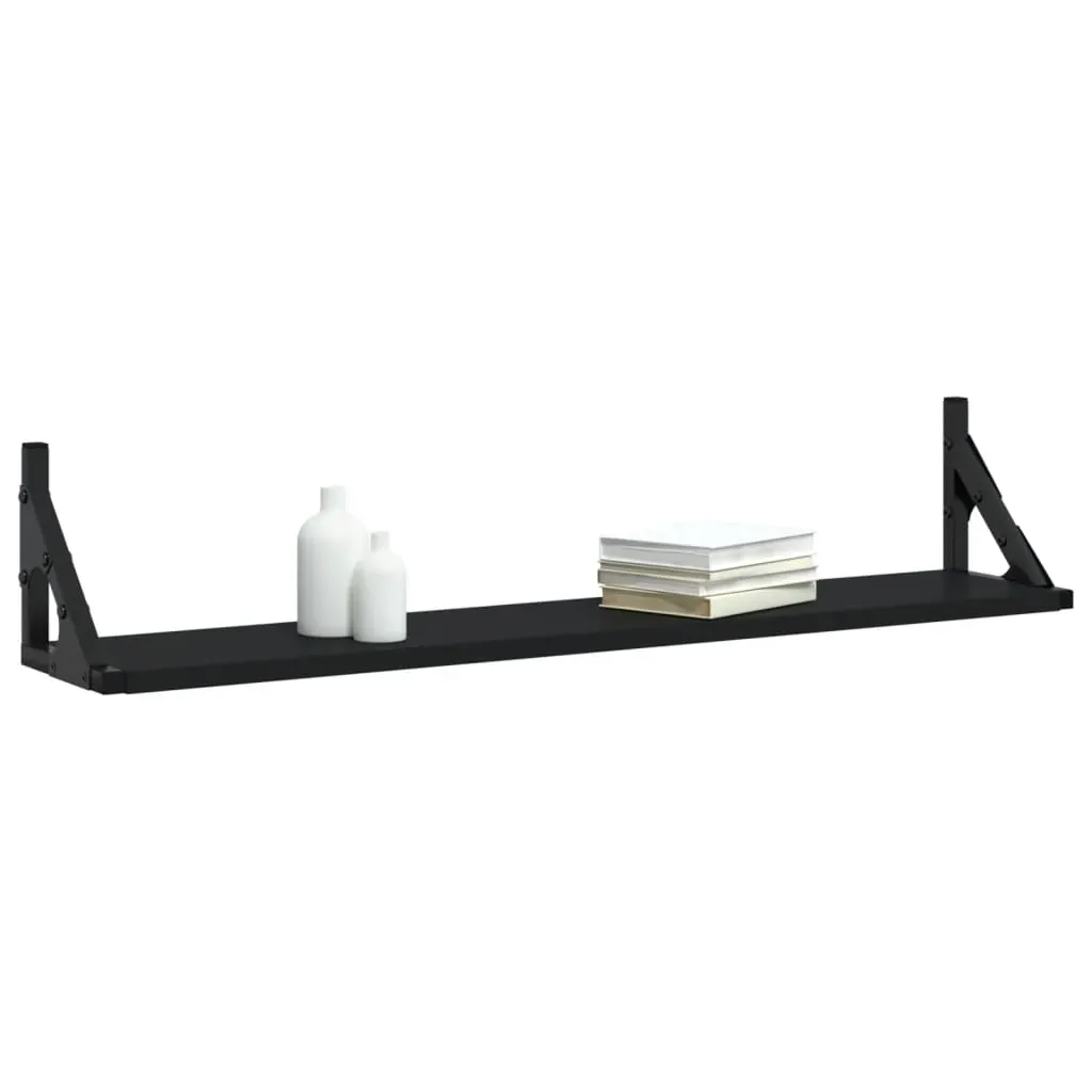 Wall Shelves 2 pcs Black 80x15x15.5 cm Engineered Wood Price