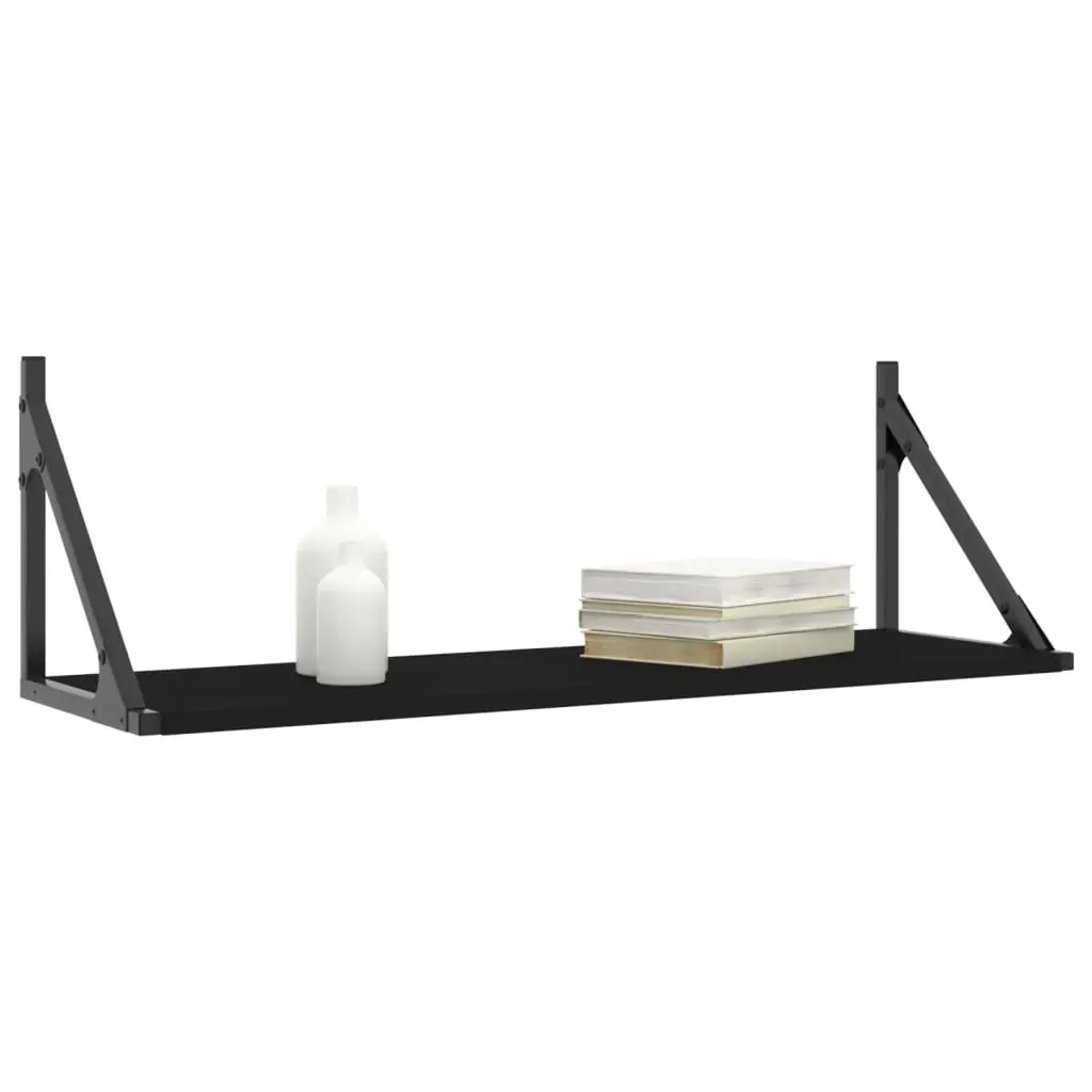 Wall Shelves 2 pcs Black 80x25x25.5 cm Engineered Wood Price