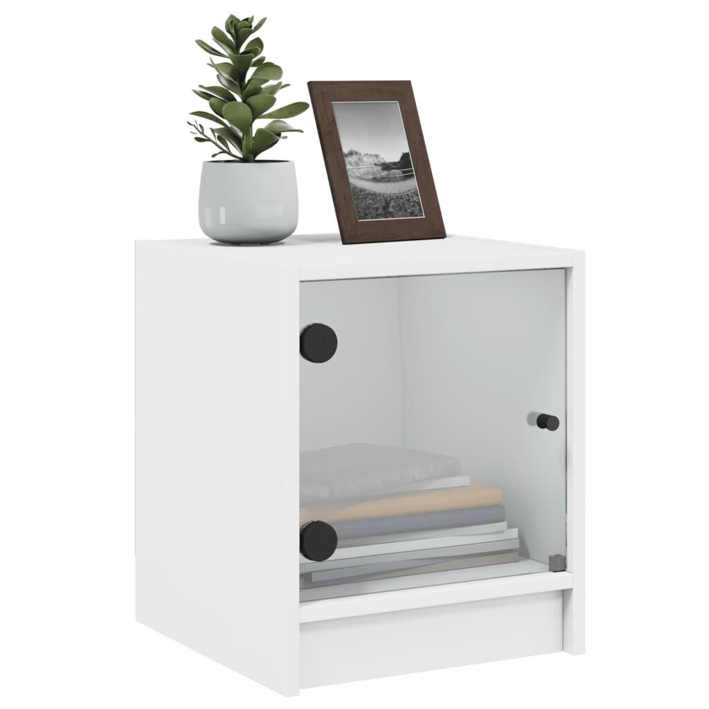 Bedside Cabinet with Glass Door White 35x37x42 cm Price