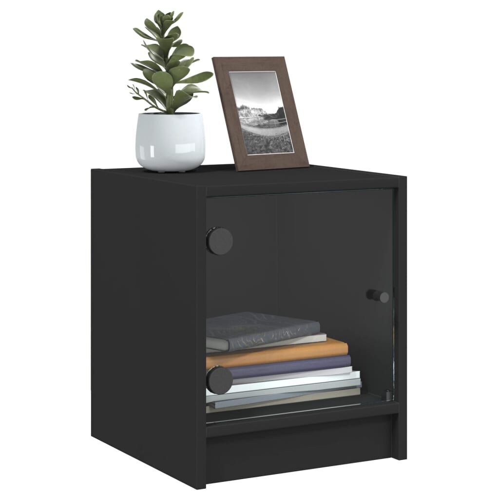 Bedside Cabinet with Glass Door Black 35x37x42 cm Price