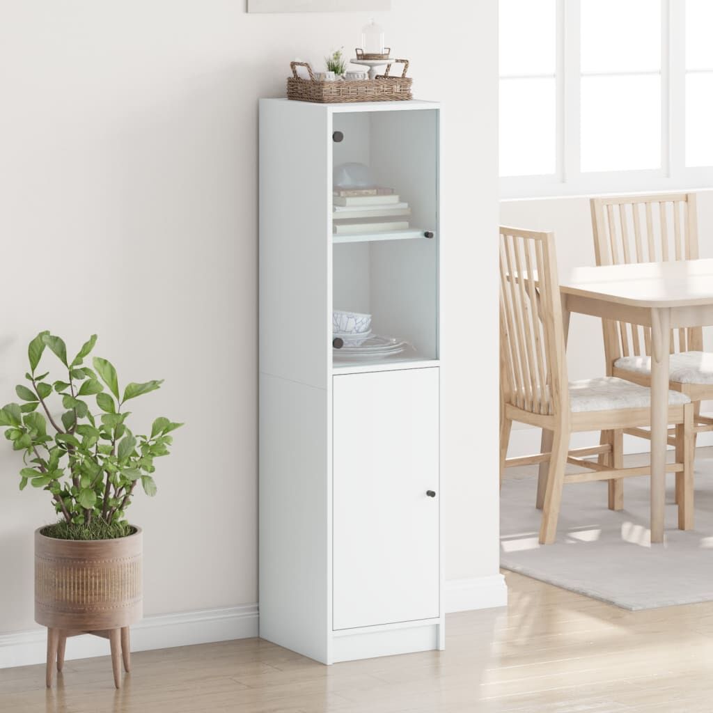Highboard with Glass Door White 35x37x142 cm Price