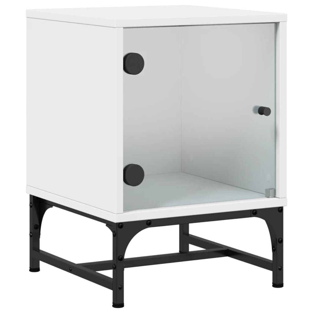 Bedside Cabinets with Glass Doors 2 pcs White 35x37x50 cm Price