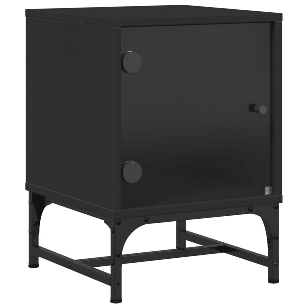 Bedside Cabinets with Glass Doors 2 pcs Black 35x37x50 cm Price