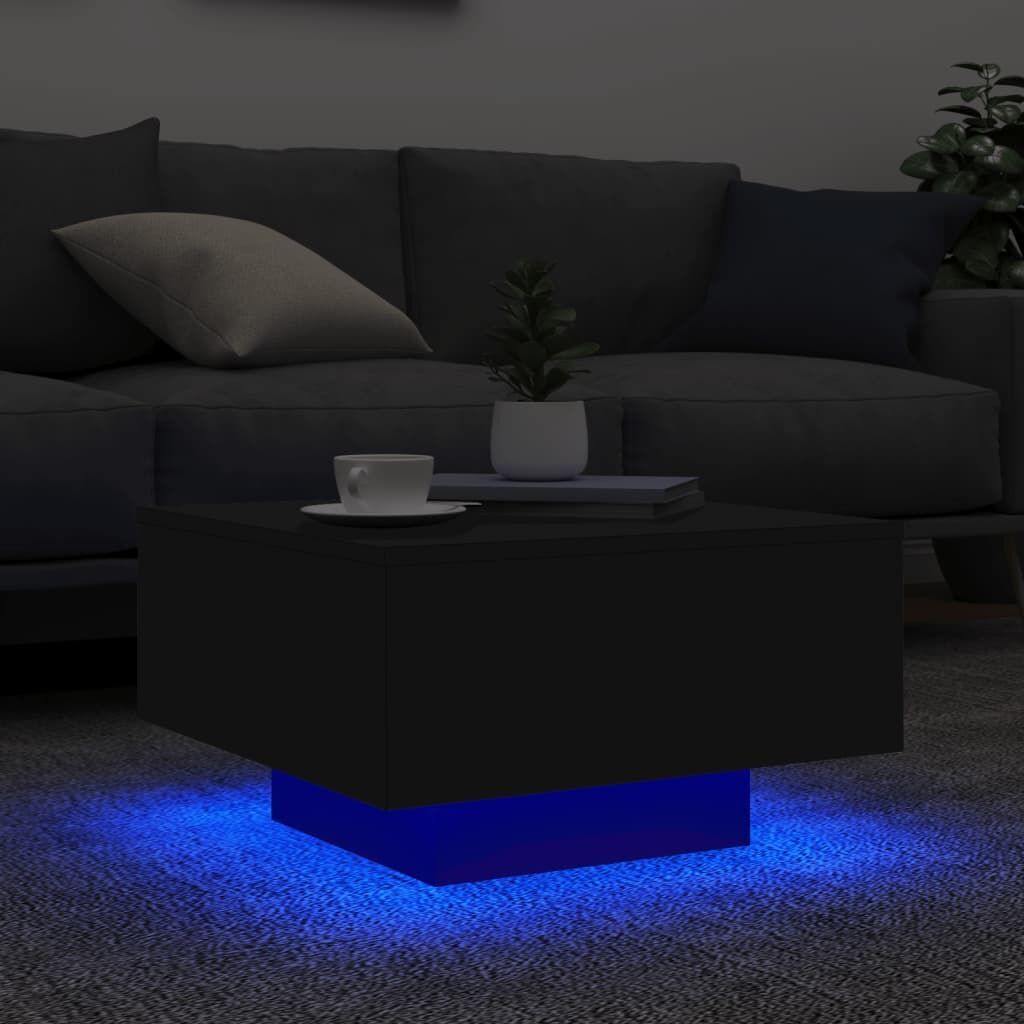 Coffee Table with LED Lights Black 55x55x31 cm Price