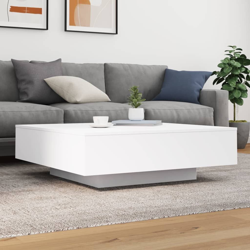 Coffee Table with LED Lights White 100x100x31 cm Price