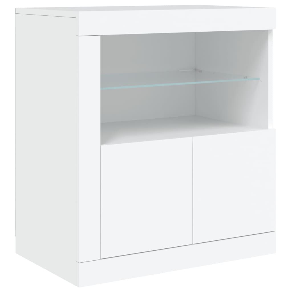 Sideboard with LED Lights White 60.5x37x67 cm Price