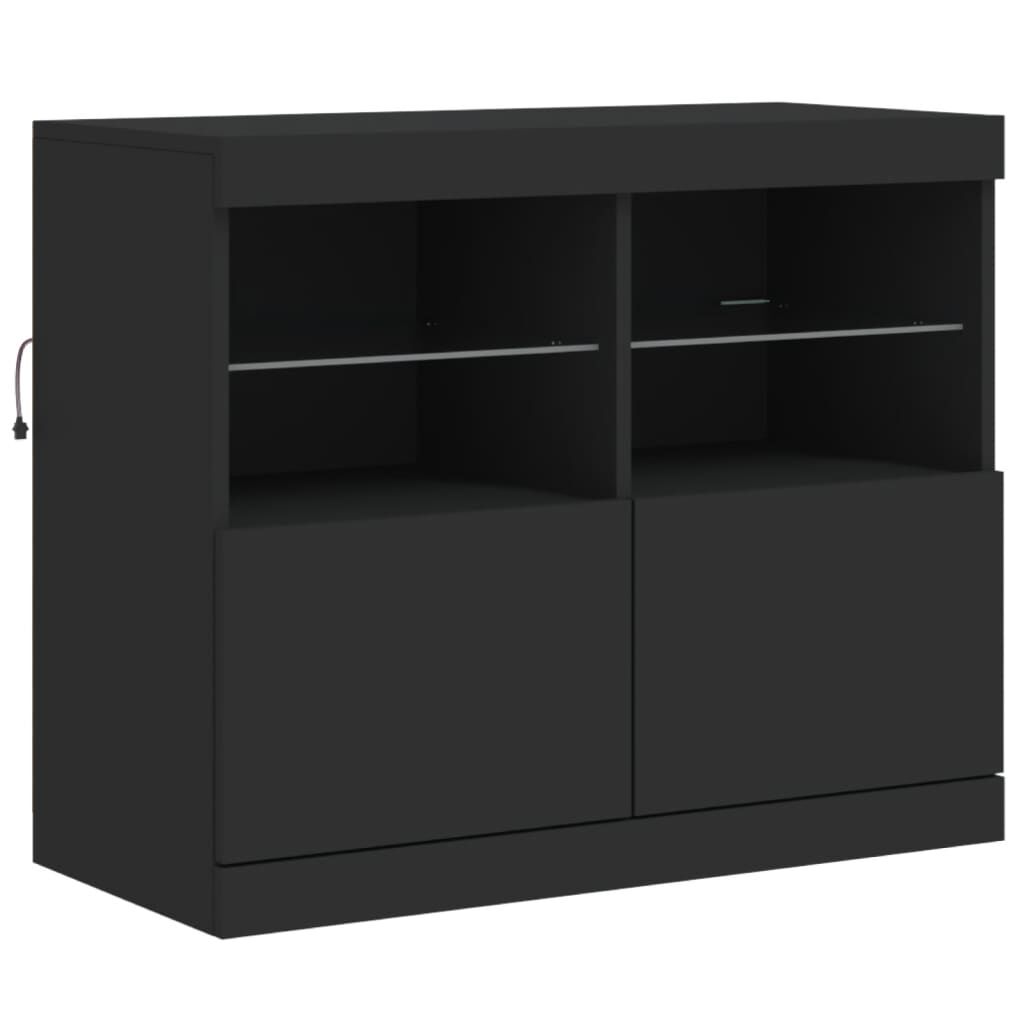 Sideboard with LED Lights Black 81x37x67 cm Price