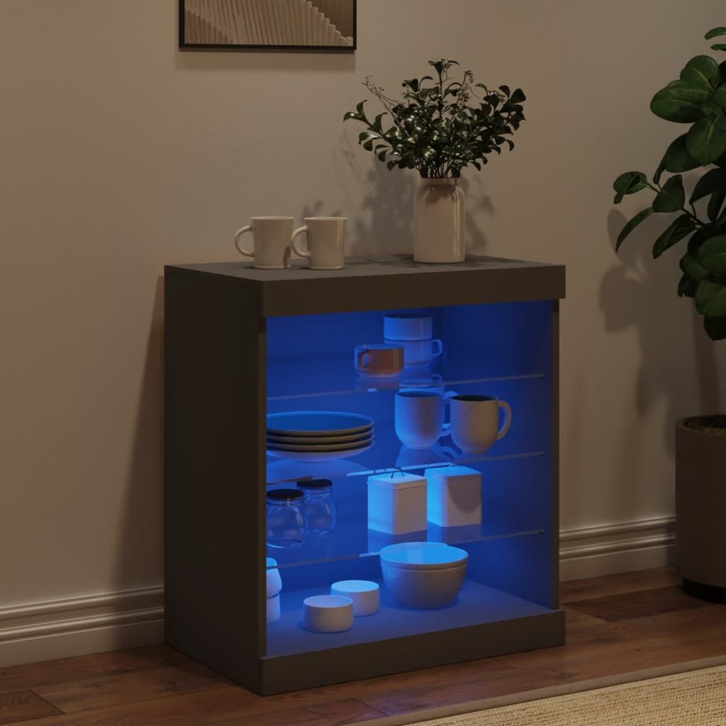 Sideboard with LED Lights Black 60.5x37x67 cm Price