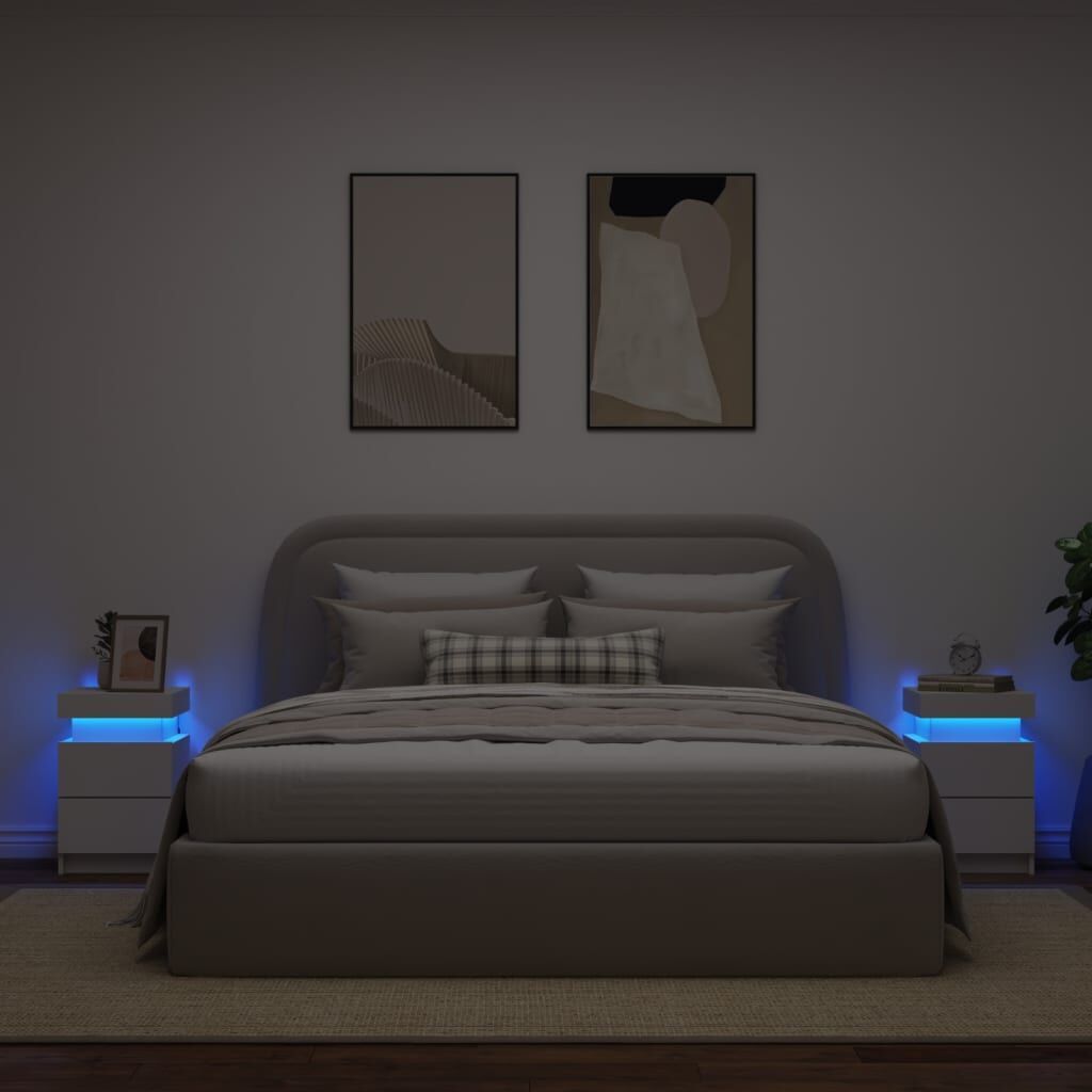 Bedside Cabinets with LED Lights 2 pcs White 35x39x55 cm Price