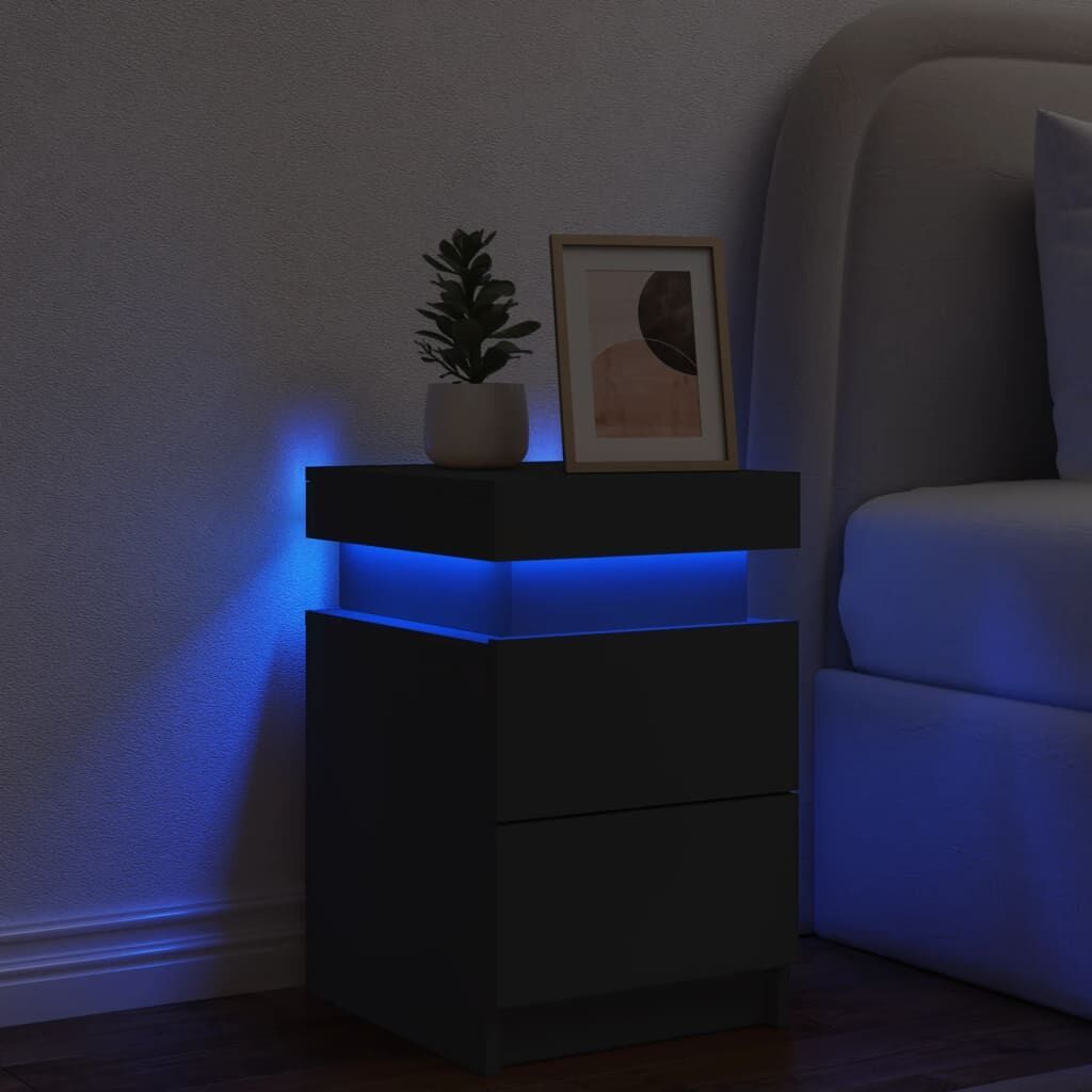 Bedside Cabinet with LED Lights Black 35x39x55 cm Price