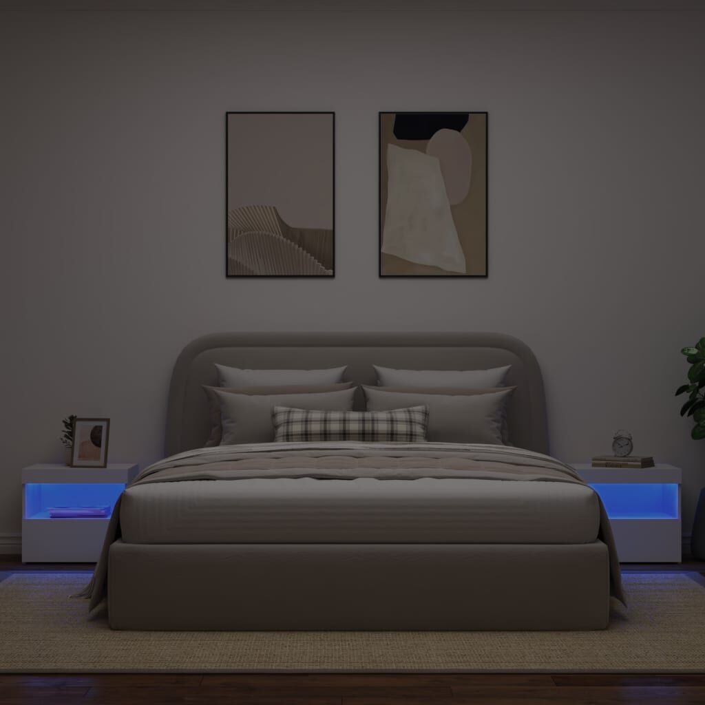 Bedside Cabinets with LED Lights 2 pcs White 50x40x45 cm Price