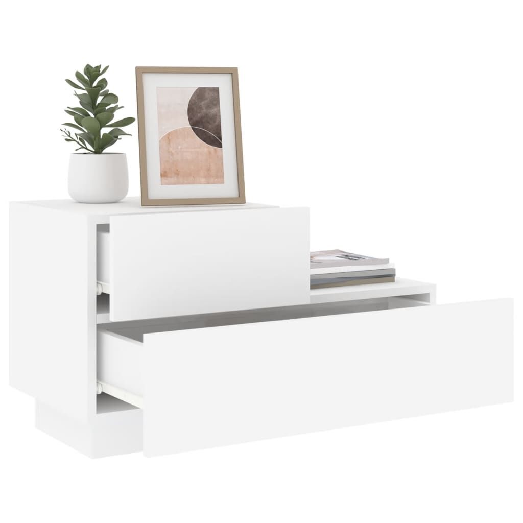 Bedside Cabinet with LED Lights White 70x36x40.5 cm Price