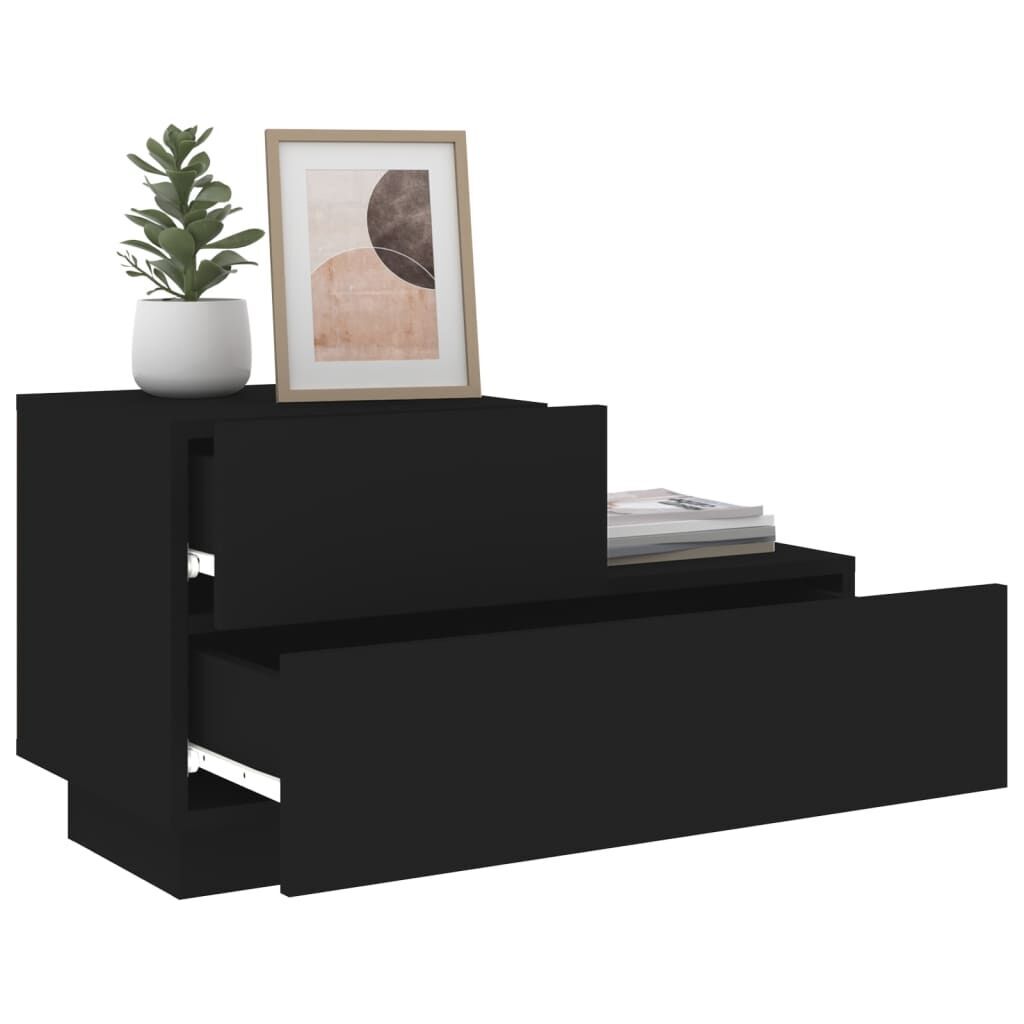 Bedside Cabinet with LED Lights Black 70x36x40.5 cm Price