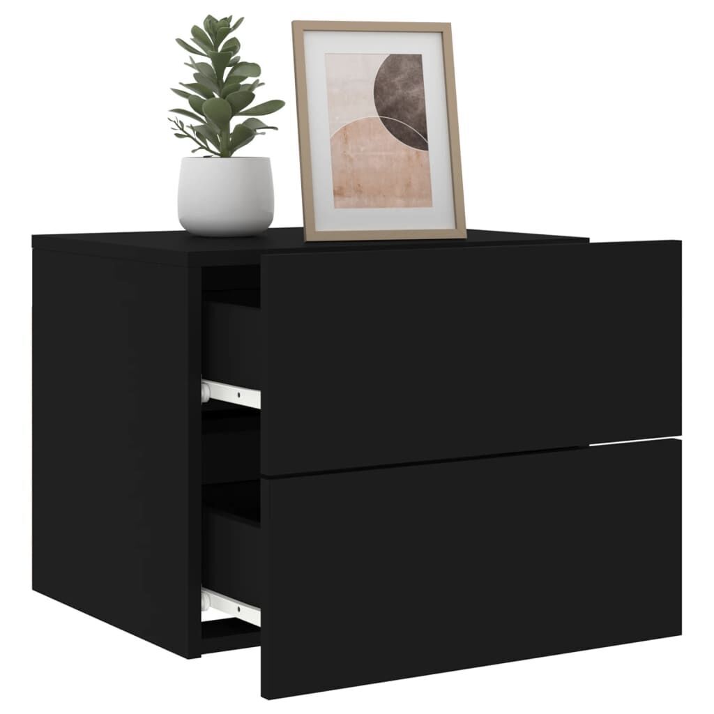 Wall-mounted Bedside Cabinets with LED Lights 2 pcs Black Price