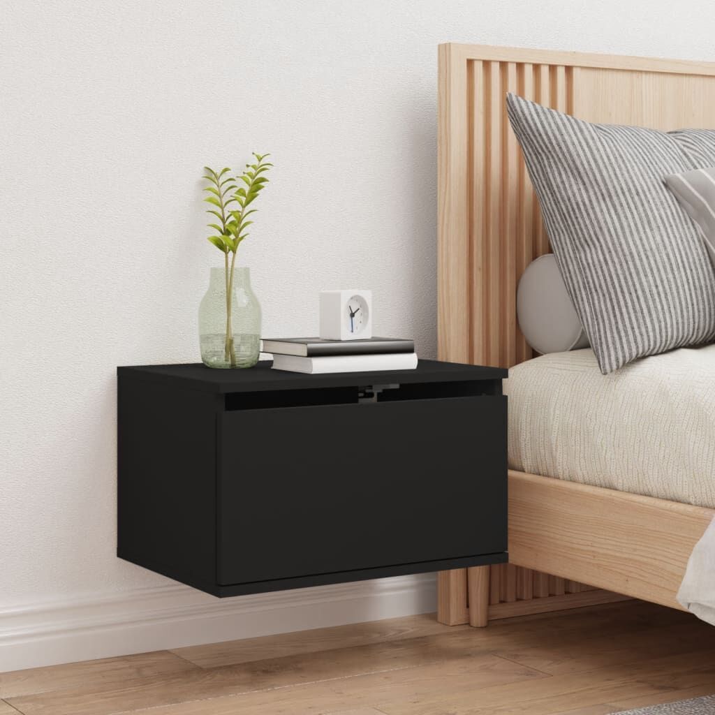 Wall-mounted Bedside Cabinet with LED Lights Black Price