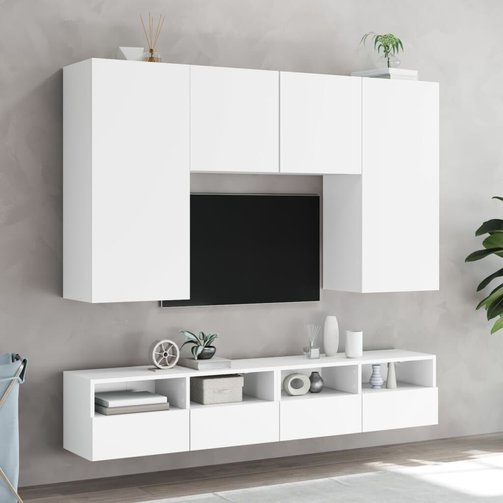 TV Wall Cabinets 2 pcs White 100x30x30 cm Engineered Wood Price