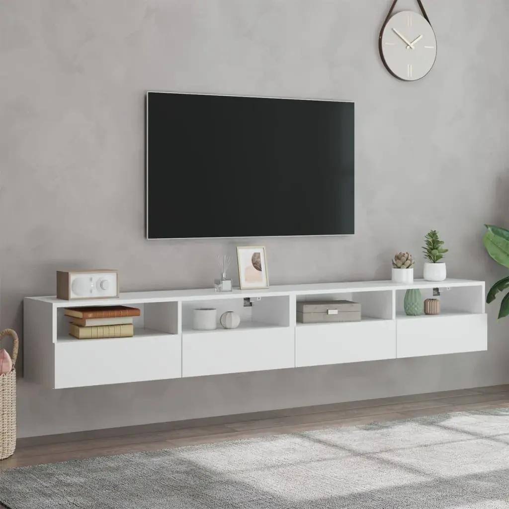 TV Wall Cabinets 2 pcs White 100x30x30 cm Engineered Wood Price
