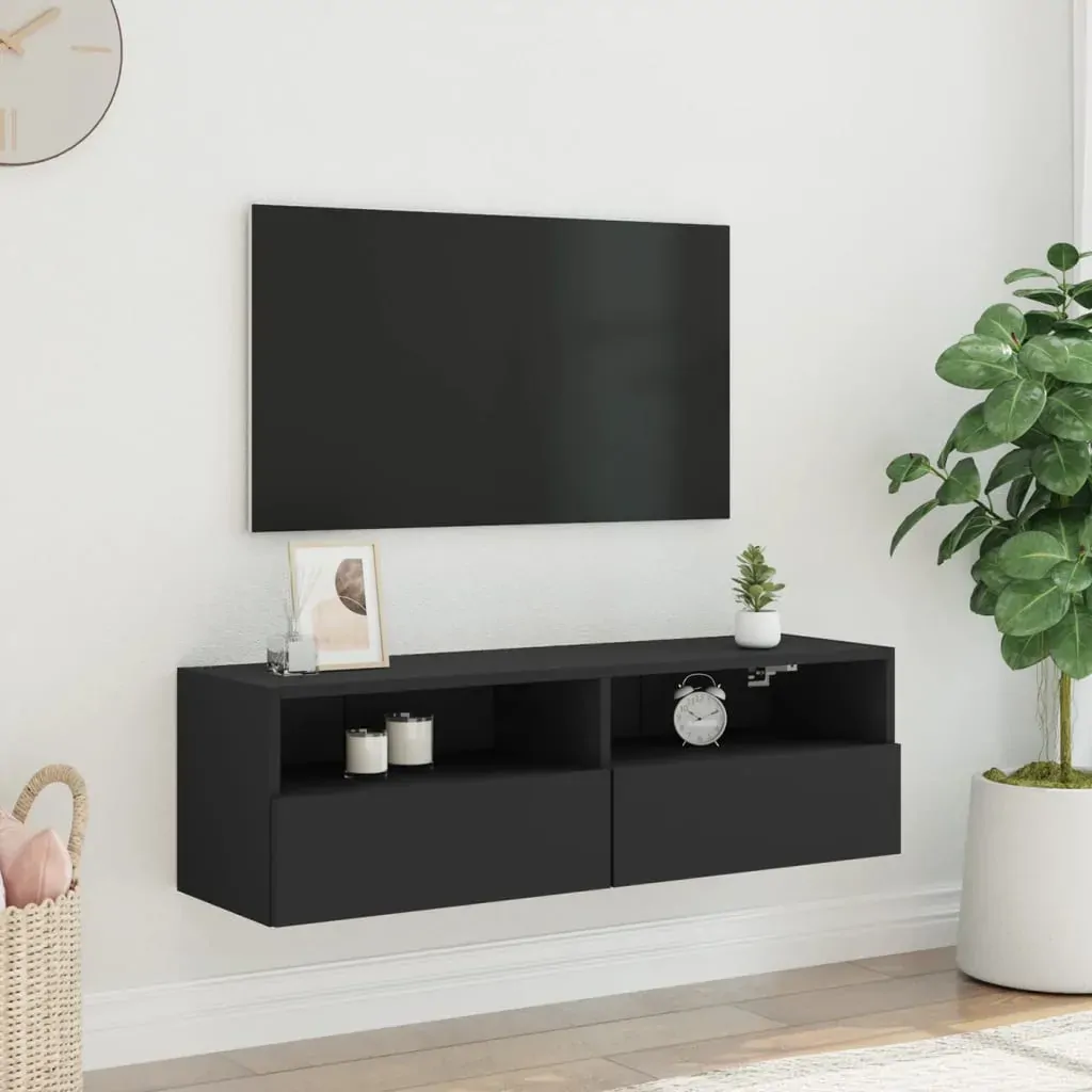 TV Wall Cabinet Black 100x30x30 cm Engineered Wood Price