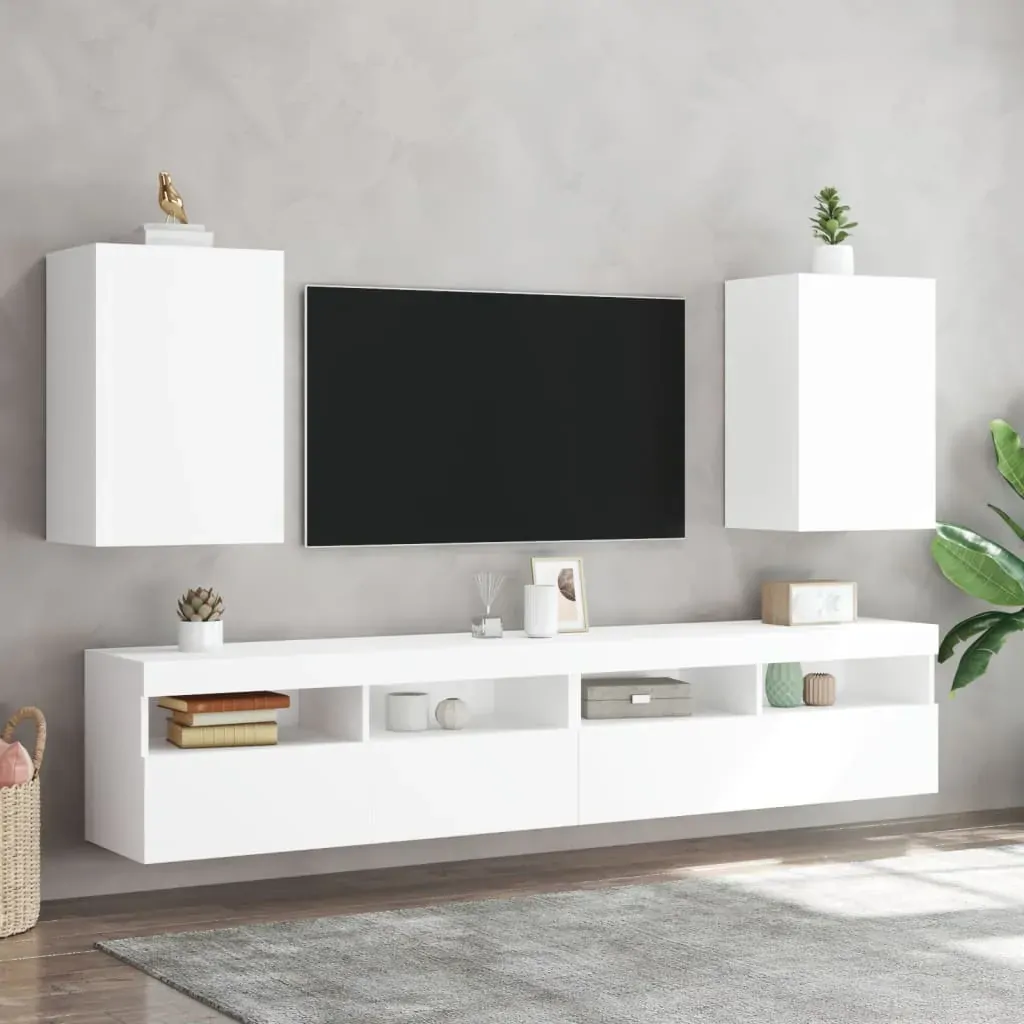 TV Wall Cabinets 2 pcs White 40.5x30x60 cm Engineered Wood Price