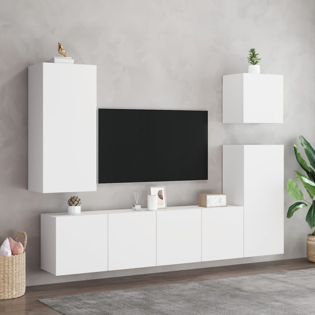 TV Wall Cabinet White 40.5x30x90 cm Engineered Wood Price