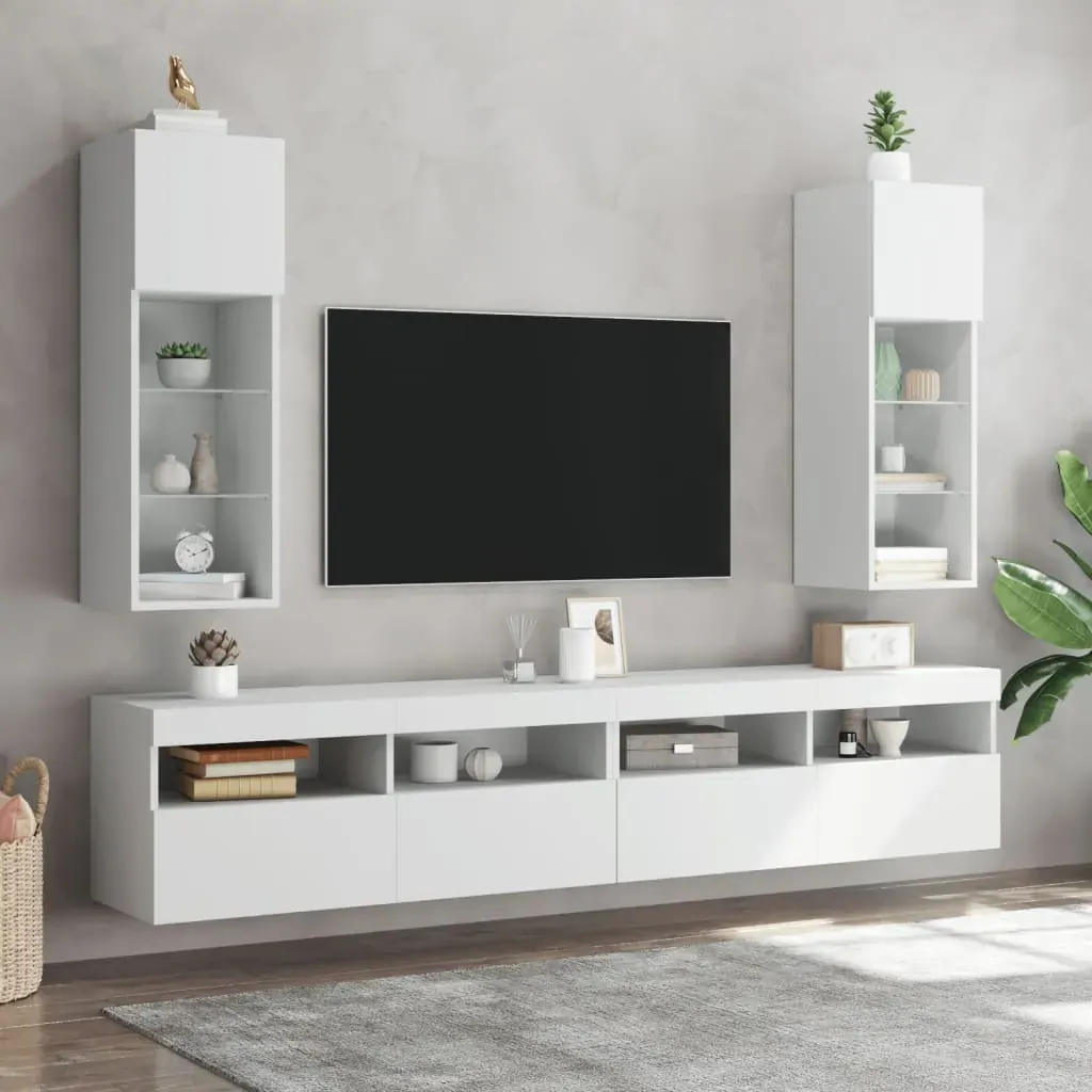 TV Cabinets with LED Lights 2 pcs White 30.5x30x90 cm Price