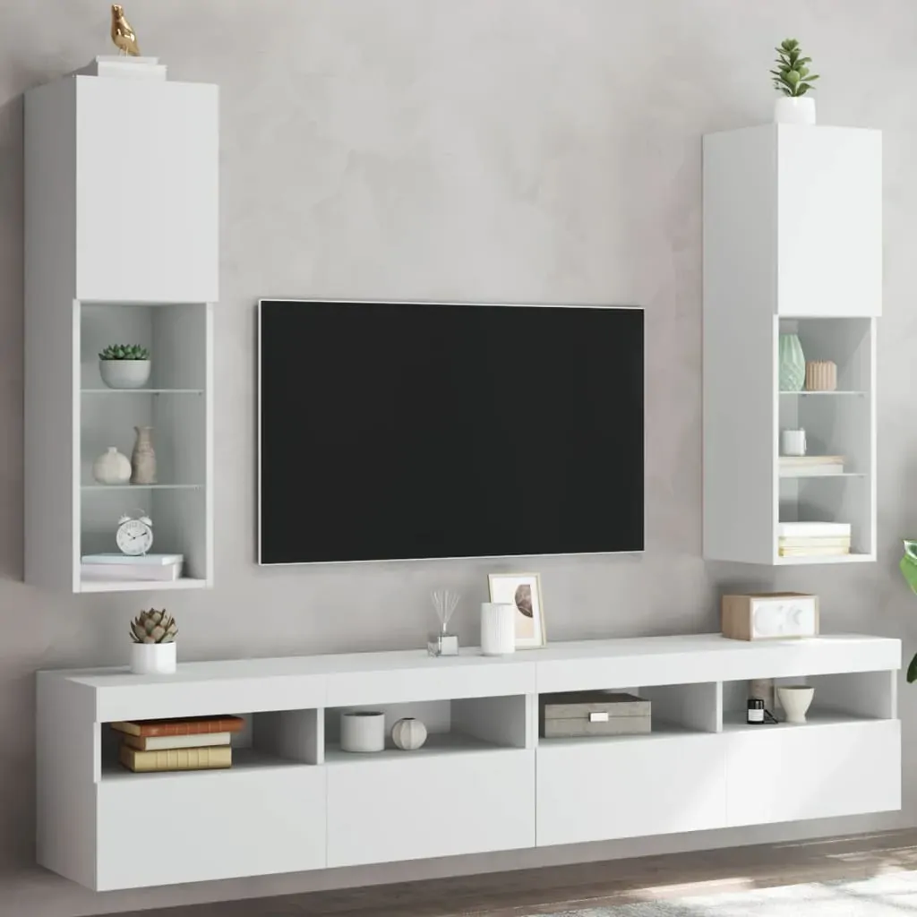 TV Cabinets with LED Lights 2 pcs White 30.5x30x102 cm Price