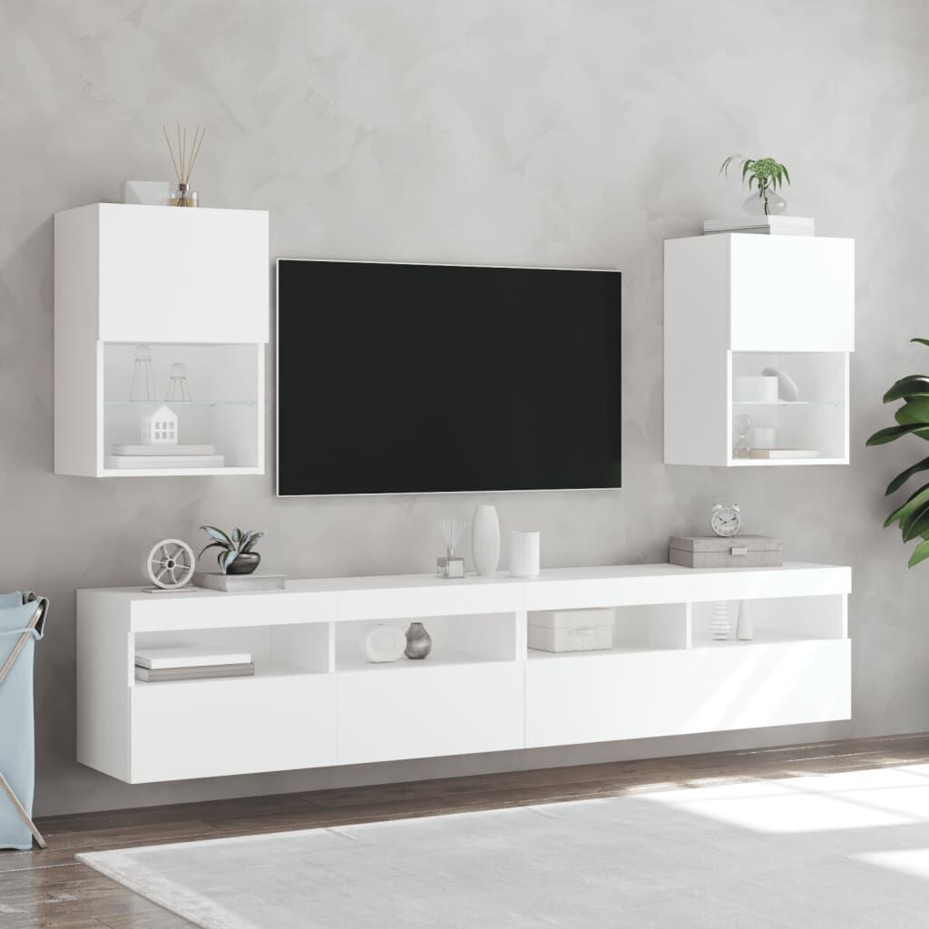 TV Cabinets with LED Lights 2 pcs White 40.5x30x60 cm Price
