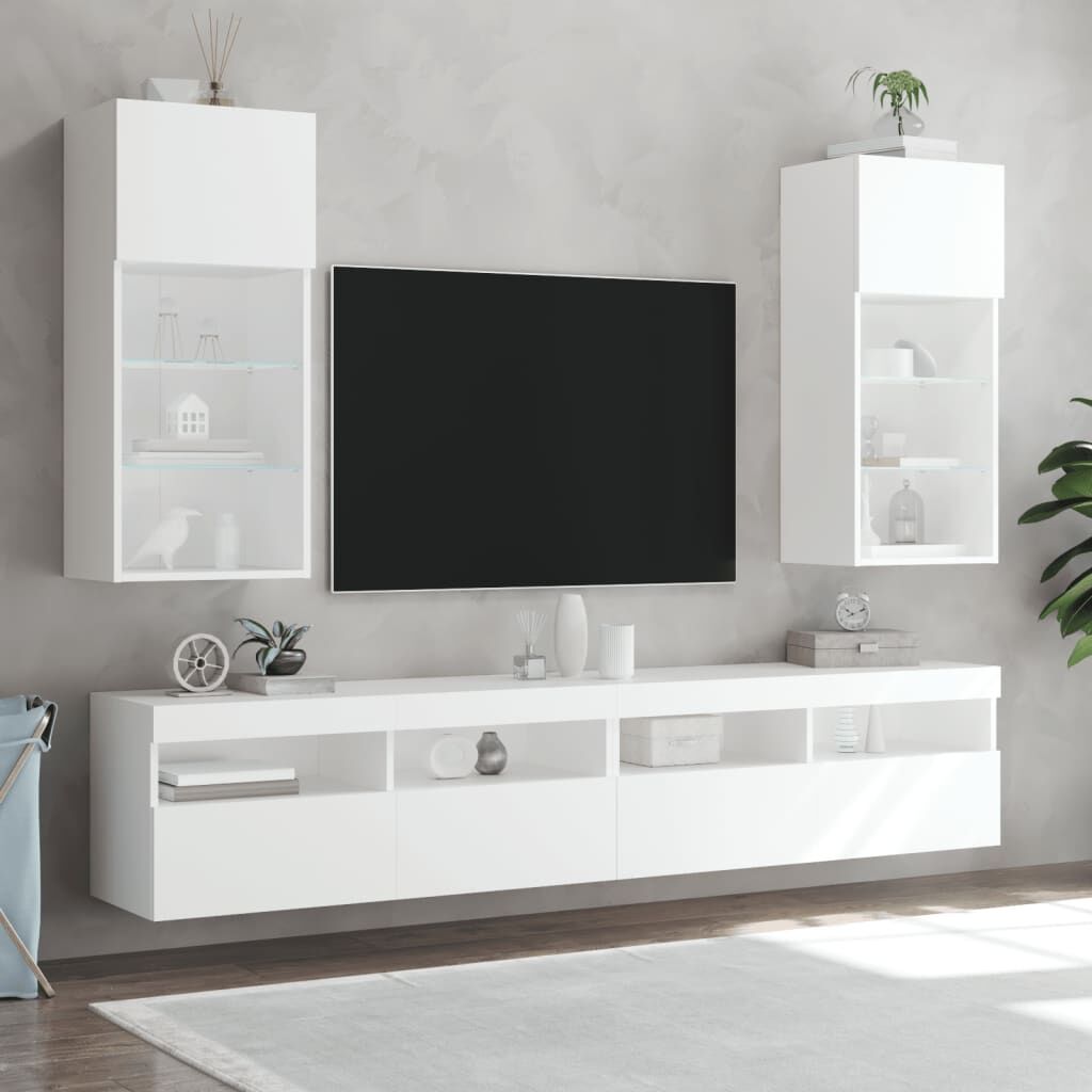 TV Cabinets with LED Lights 2 pcs White 40.5x30x90 cm Price