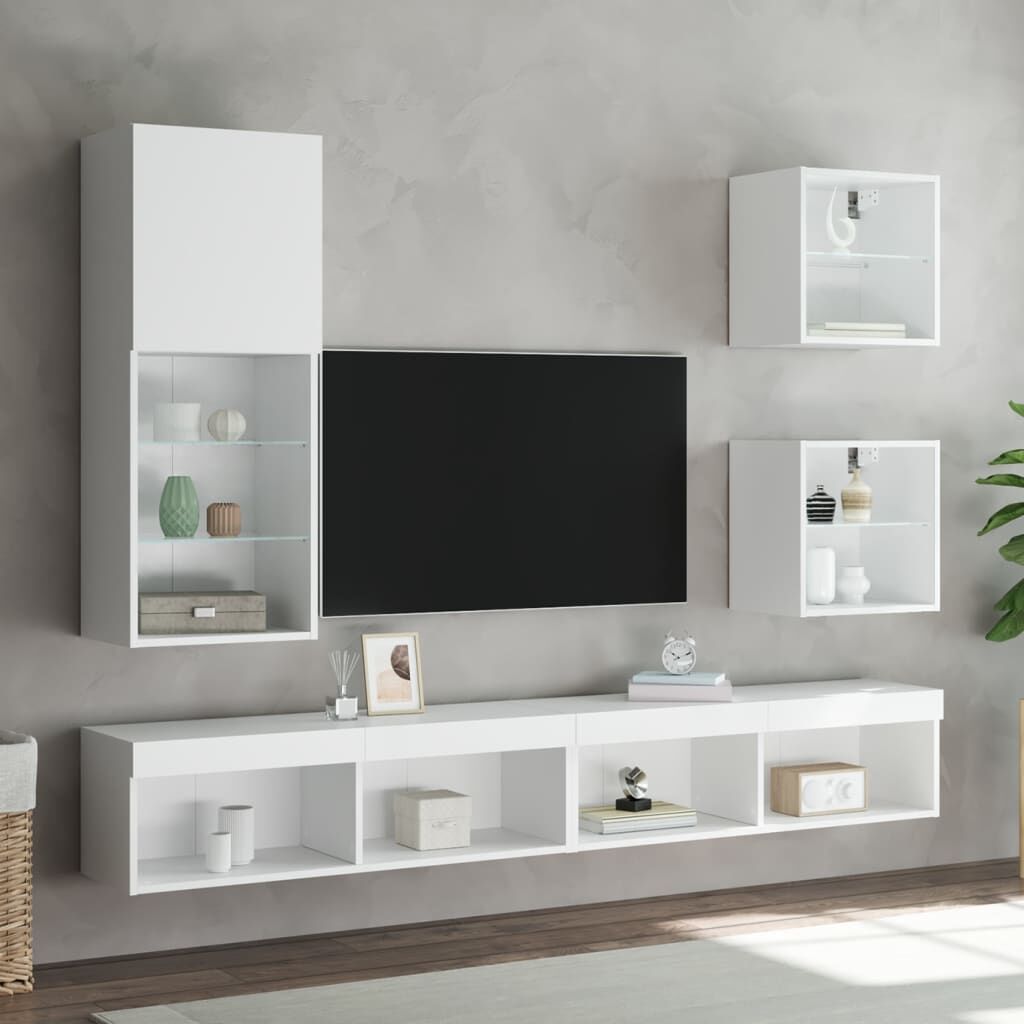 TV Cabinet with LED Lights White 40.5x30x102 cm Price