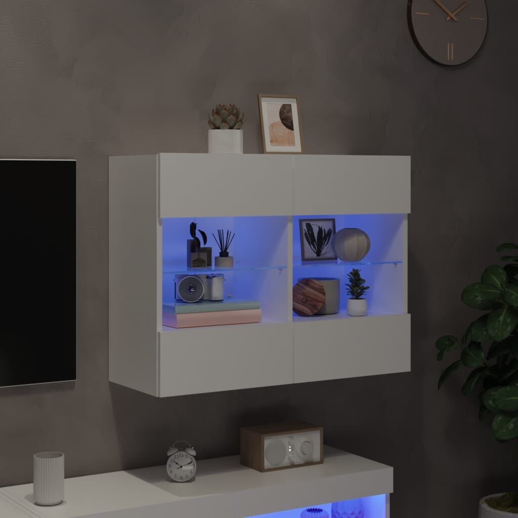 TV Wall Cabinet with LED Lights White 78.5x30x60.5 cm Price