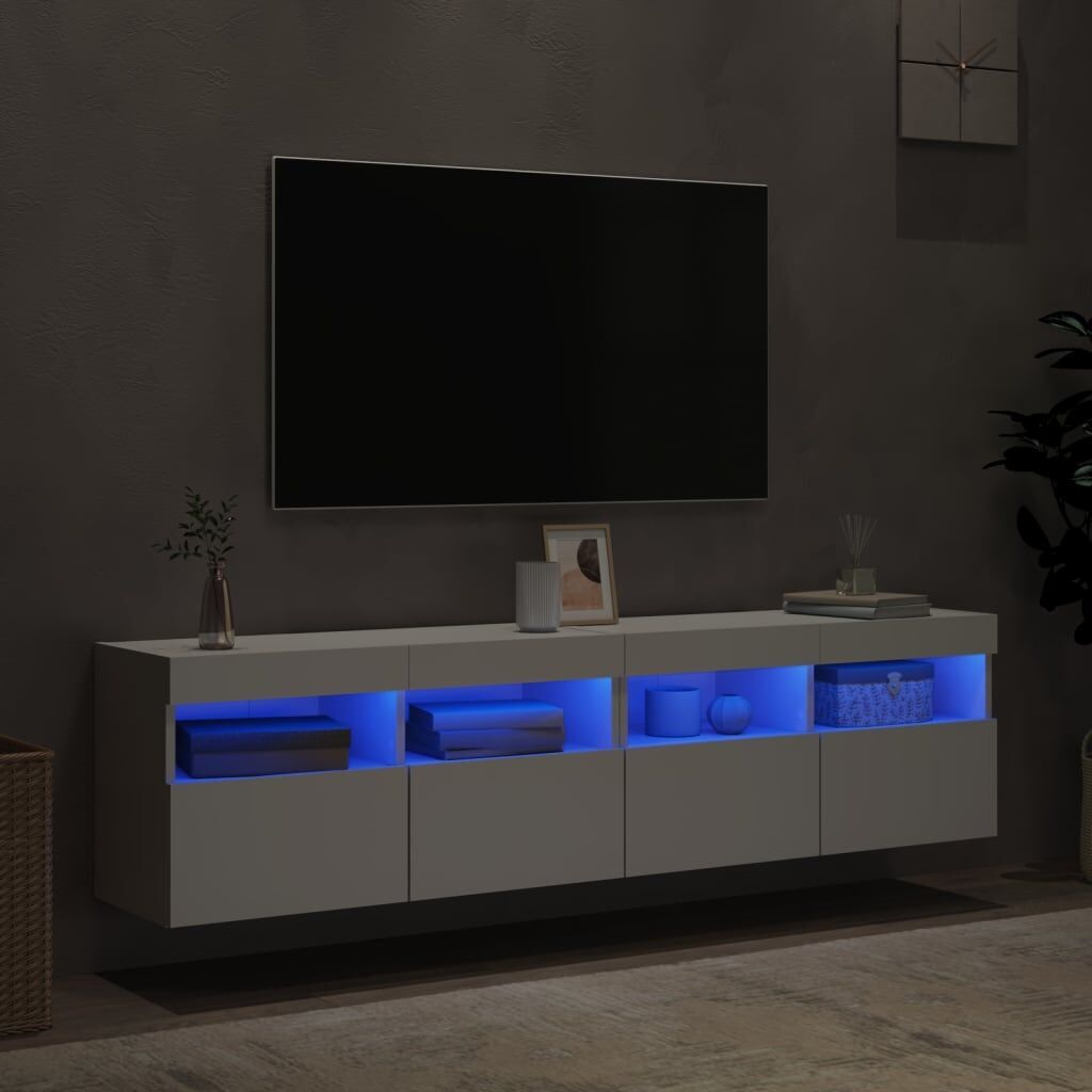 TV Wall Cabinets with LED Lights 2 pcs White 80x30x40 cm Price