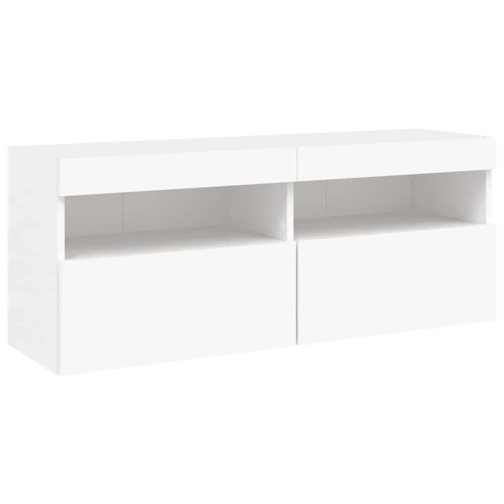 TV Wall Cabinet with LED Lights White 100x30x40 cm Price