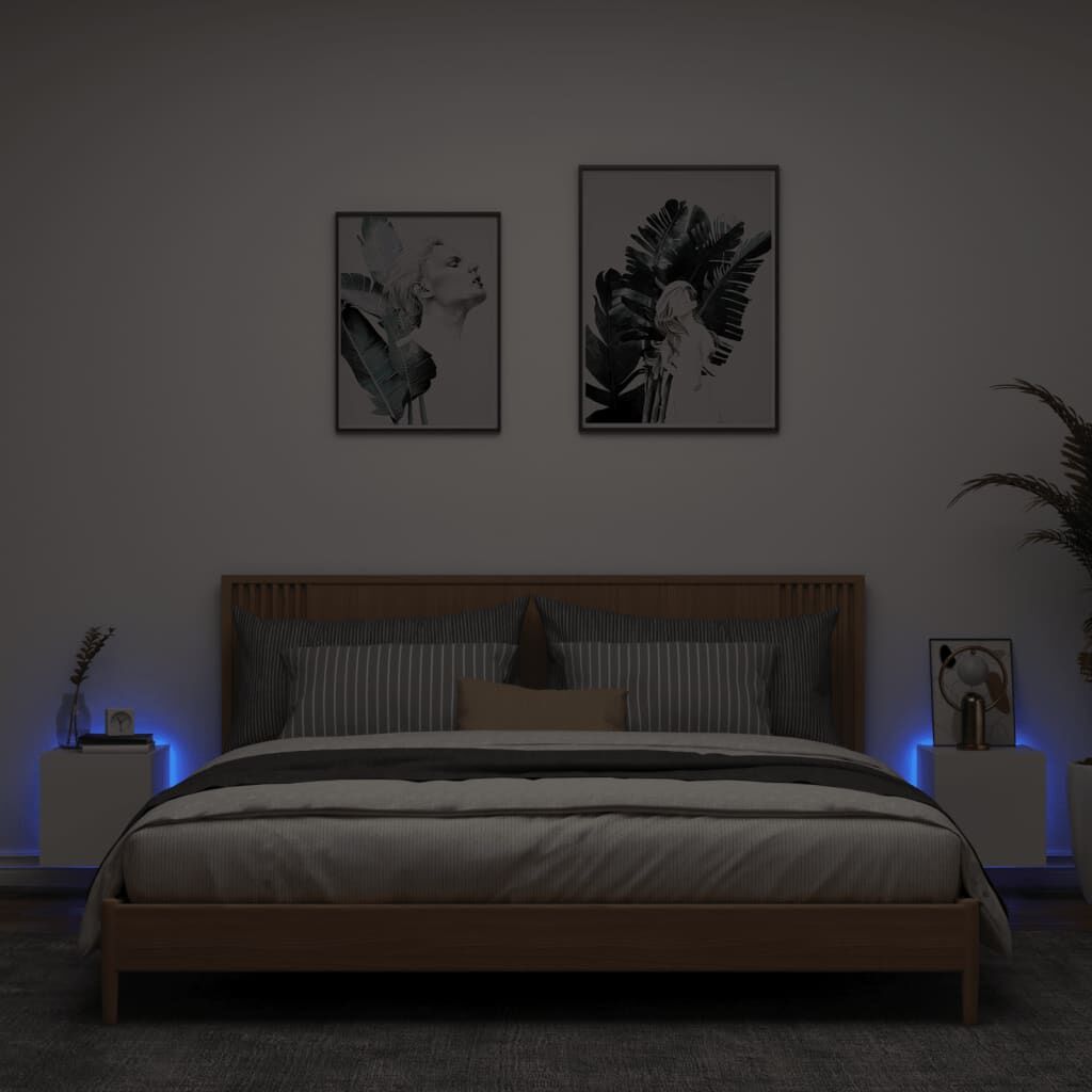 TV Wall Cabinets with LED Lights 2 pcs White 30.5x35x30 cm Price