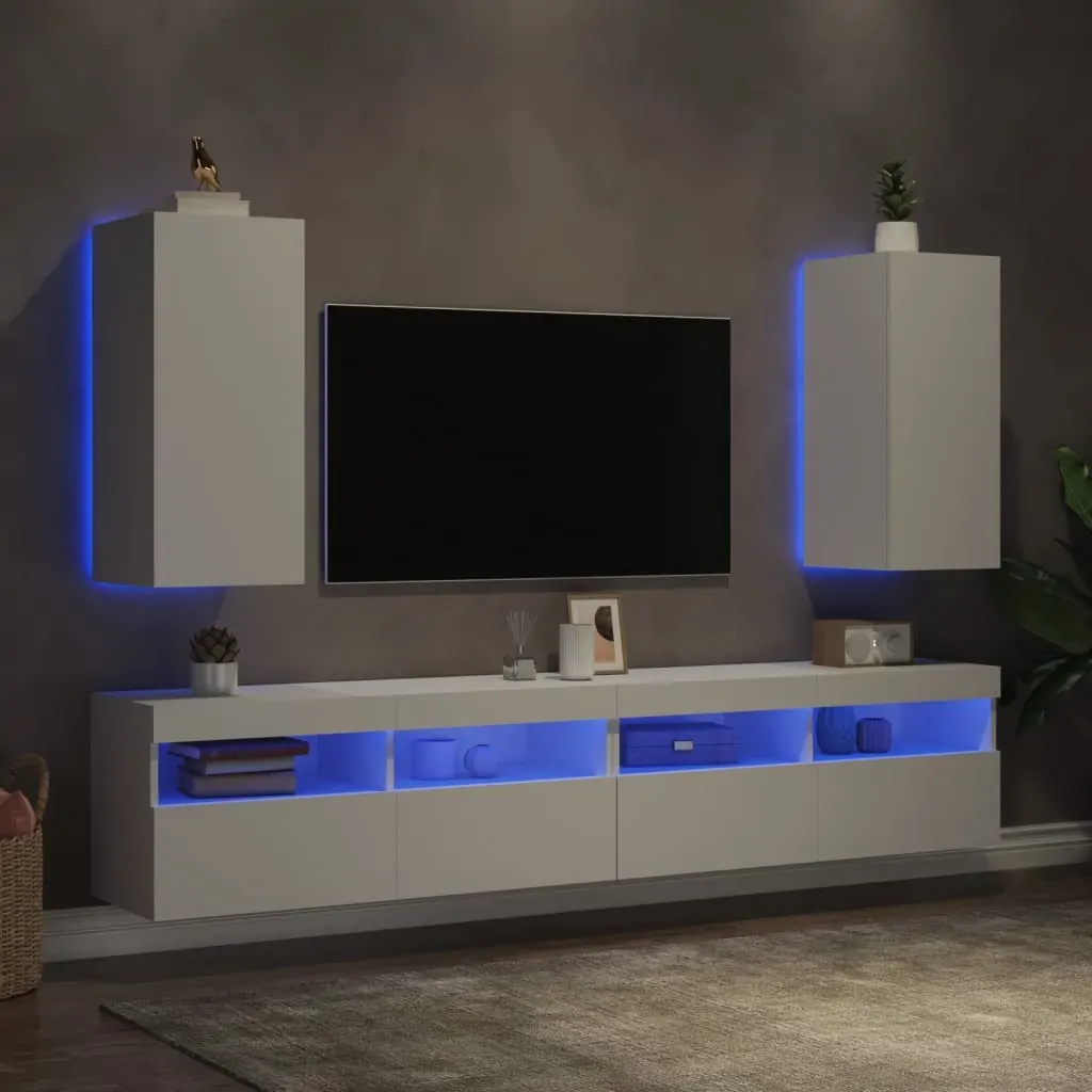 TV Wall Cabinets with LED Lights 2 pcs White 30.5x35x70 cm Price