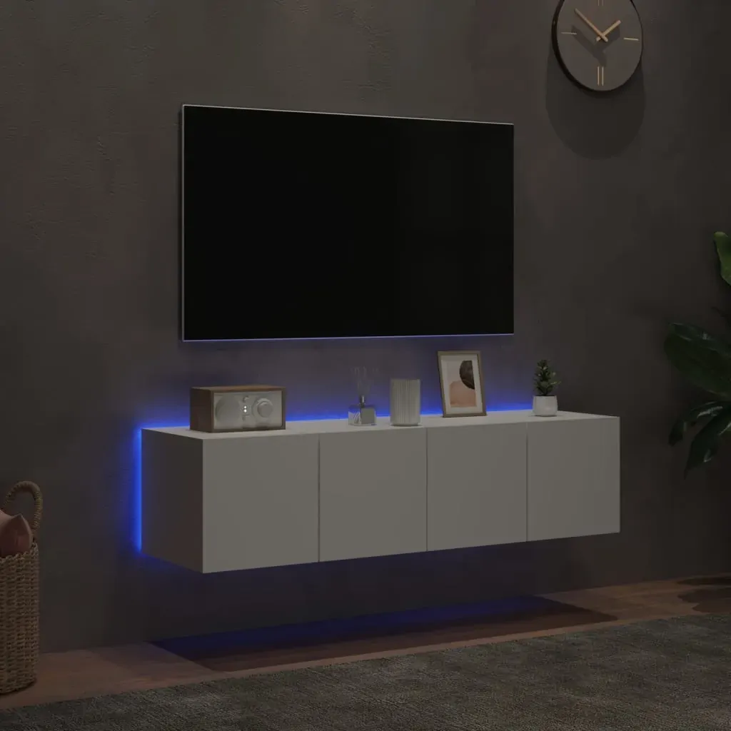 TV Wall Cabinets with LED Lights 2 pcs White 60x35x31 cm Price
