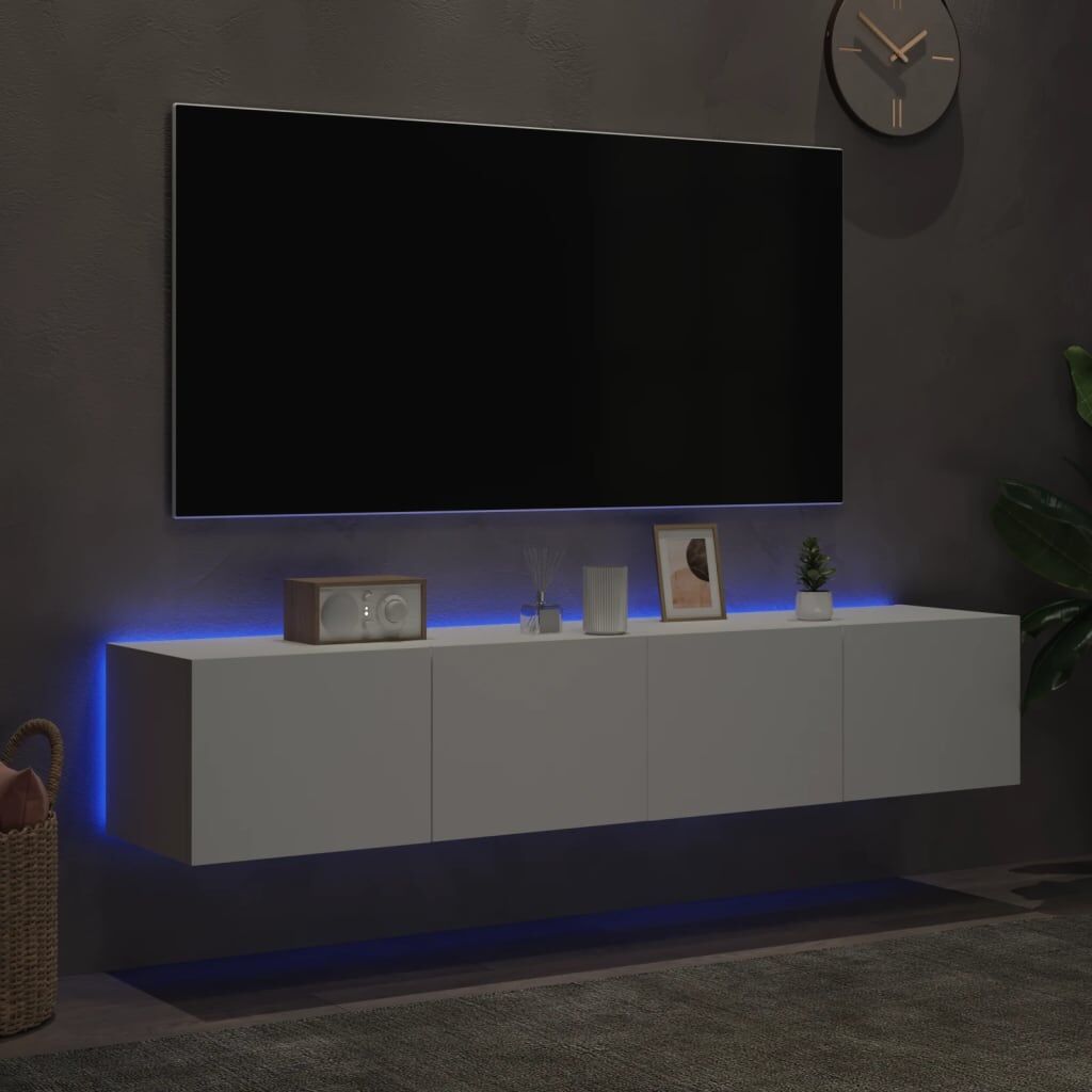 TV Wall Cabinets with LED Lights 2 pcs White 80x35x31 cm Price