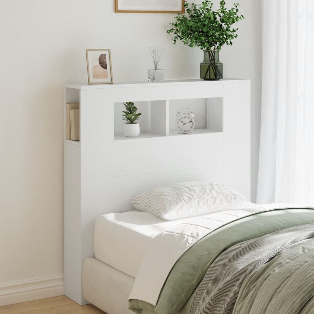 LED Headboard White 100 cm Engineered Wood Price