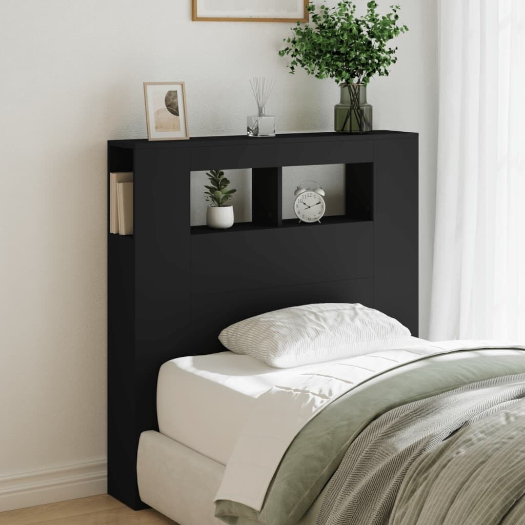 LED Headboard Black 100 cm Engineered Wood Price