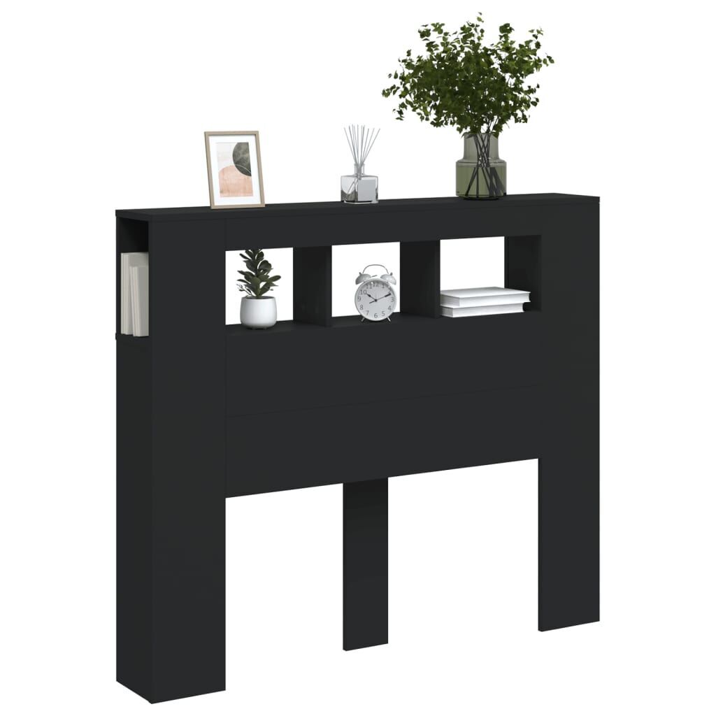 LED Headboard Black 120 cm Engineered Wood Price