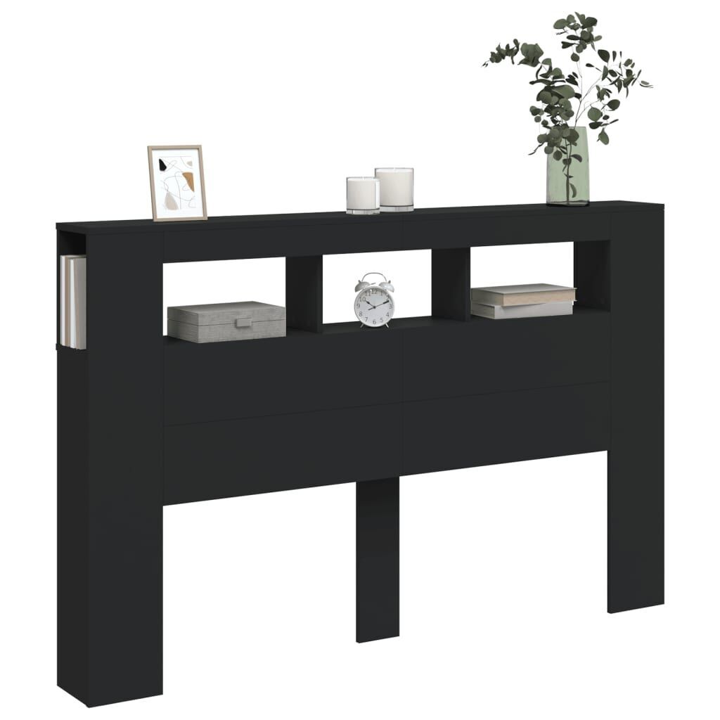 LED Headboard Black 160 cm Engineered Wood Price