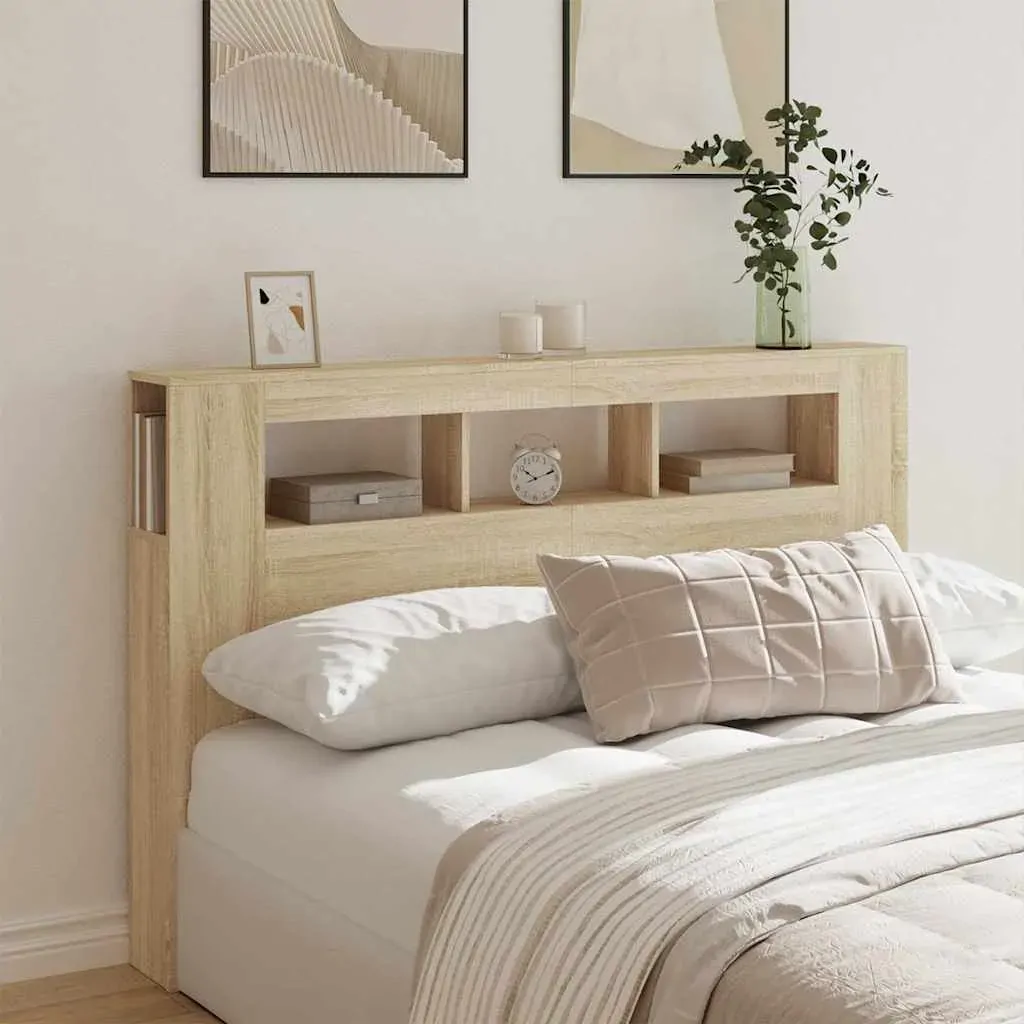 LED Headboard Sonoma Oak 160x18.5x103.5 cm Engineered Wood Price