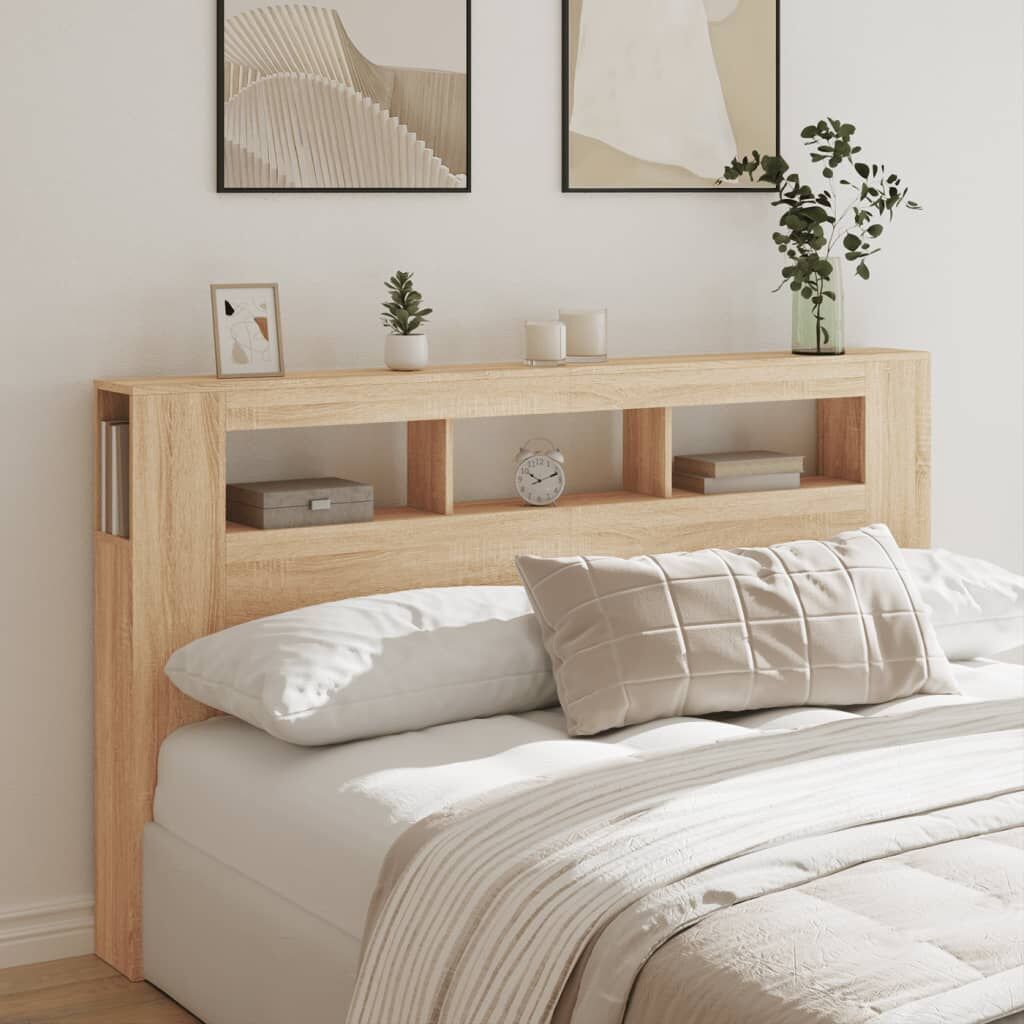 LED Headboard Sonoma Oak 180 cm Engineered Wood Price