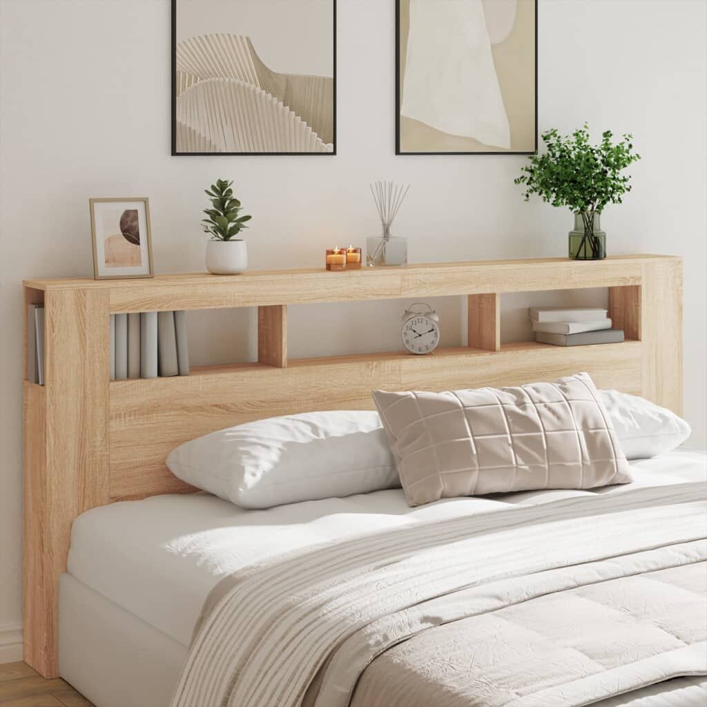 LED Headboard Sonoma Oak 220 cm Engineered Wood Price