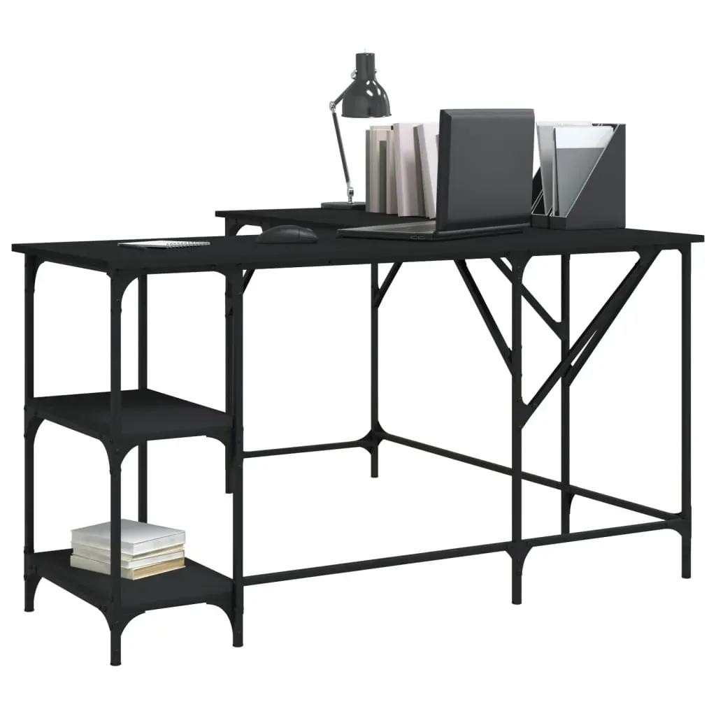 Desk Black 139x139x75 cm Engineered Wood Price